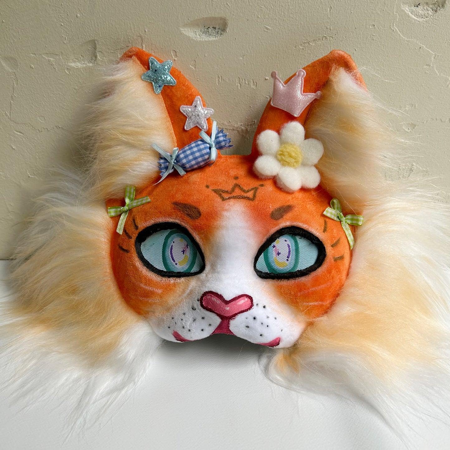 Orange cute Therian cat mask 01