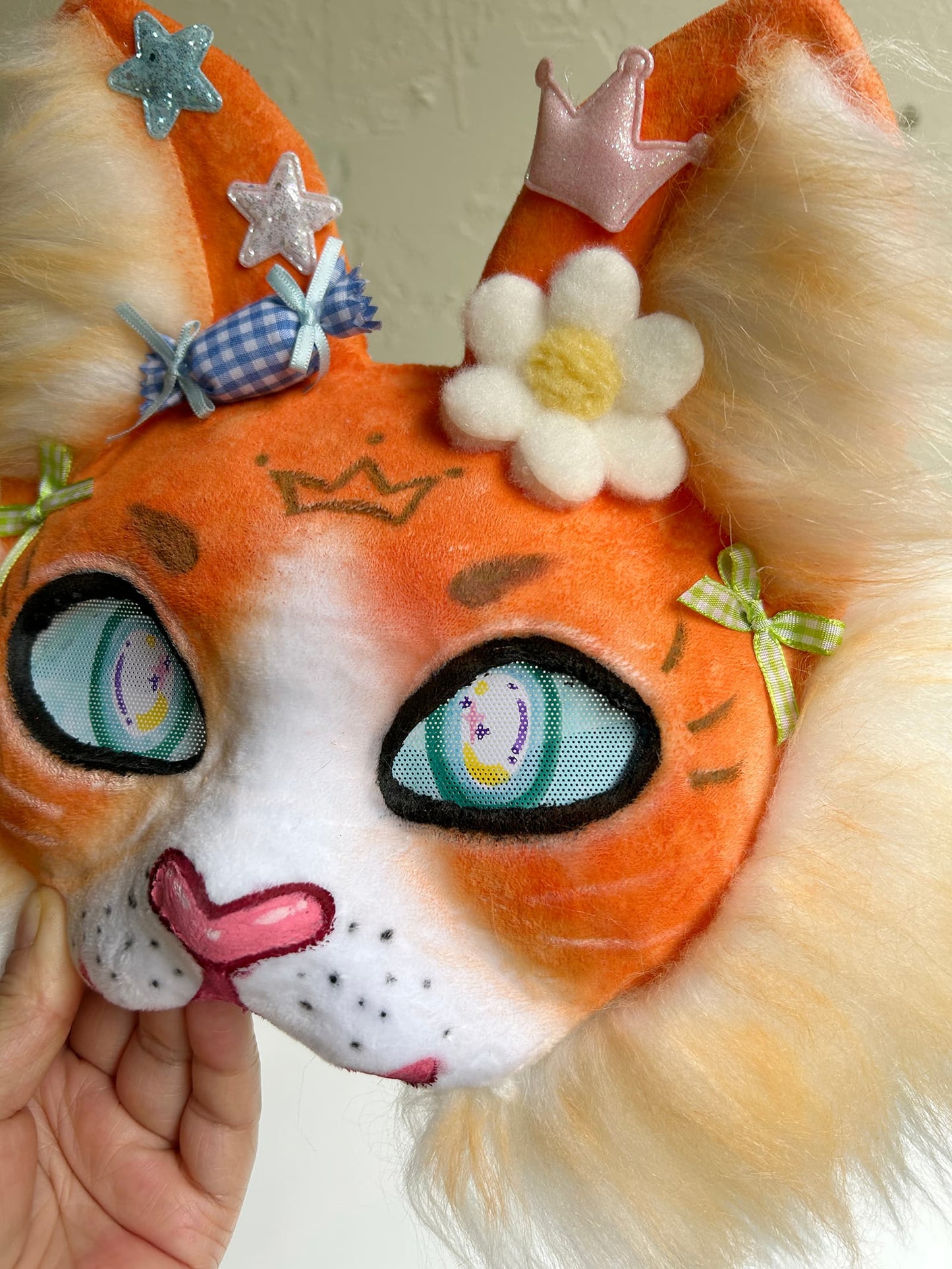 Orange cute Therian cat mask 01