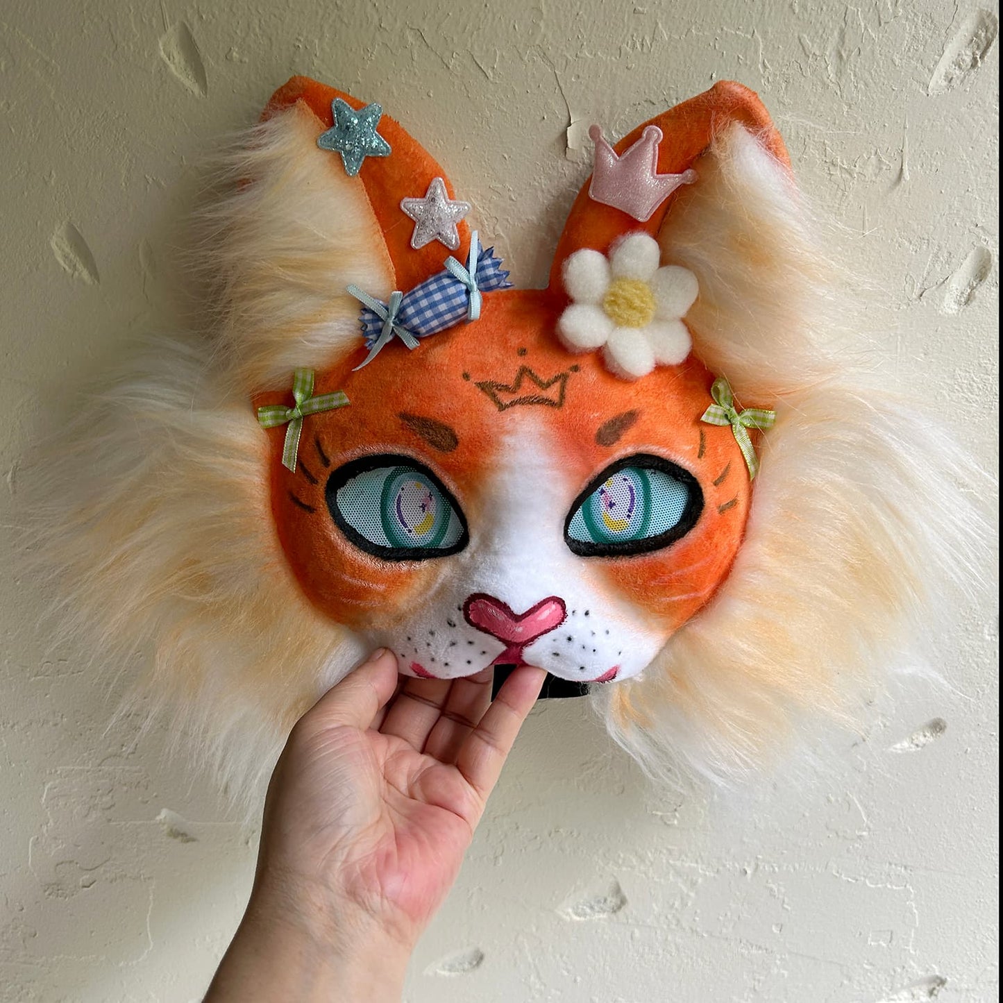 Orange cute Therian cat mask 01