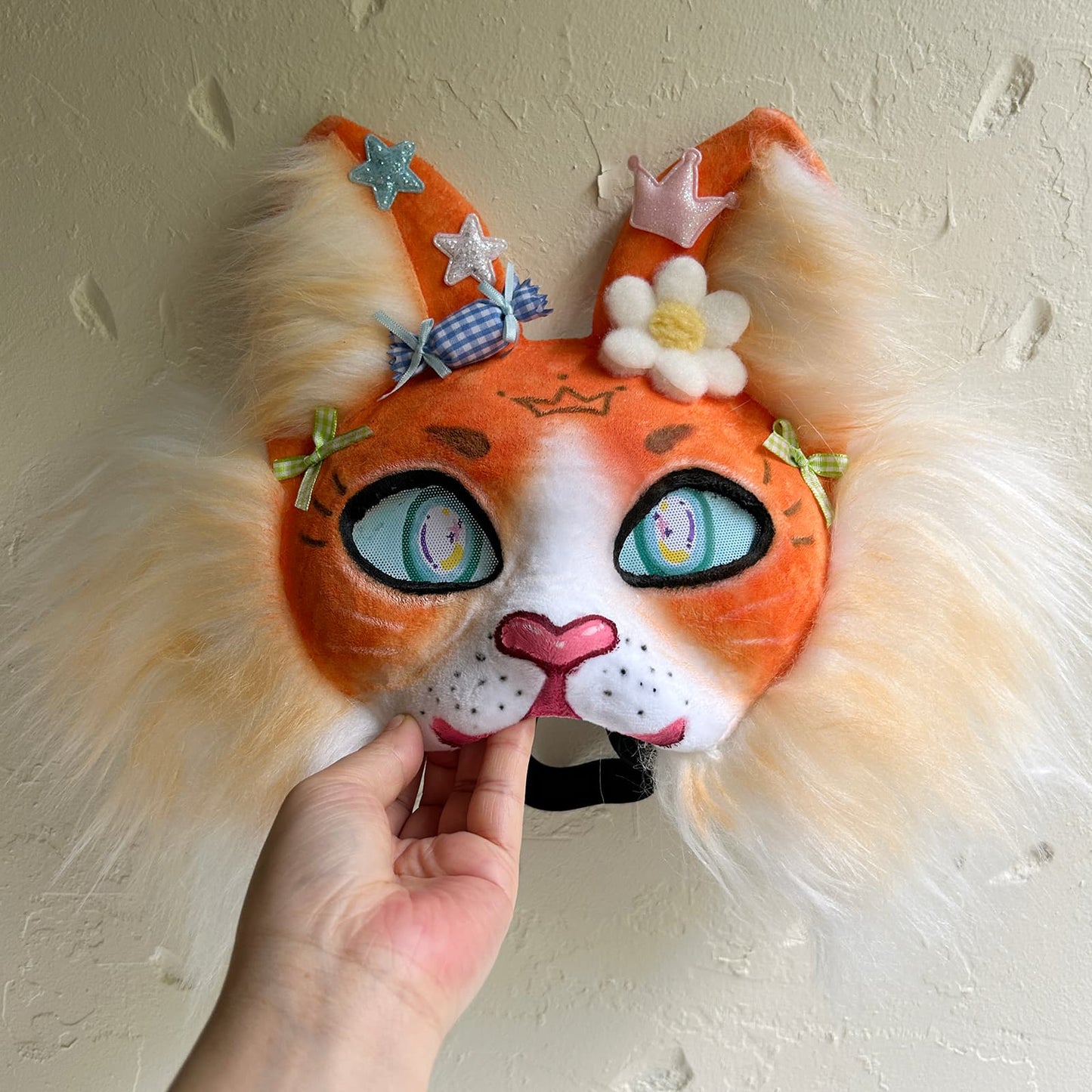 Orange cute Therian cat mask 01