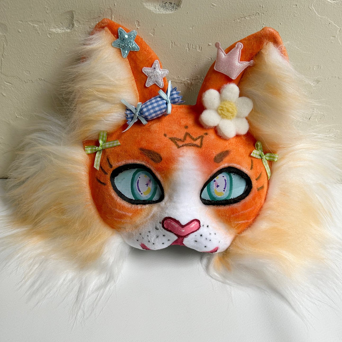 Orange cute Therian cat mask 01