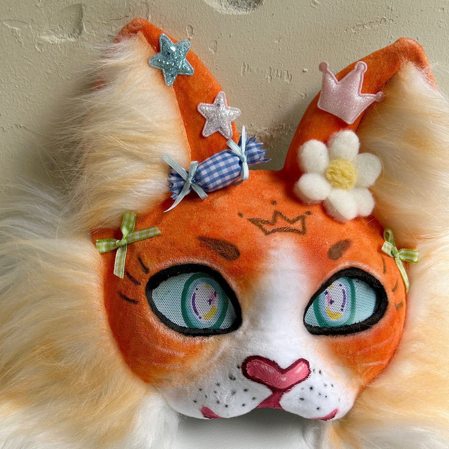 Orange cute Therian cat mask 01