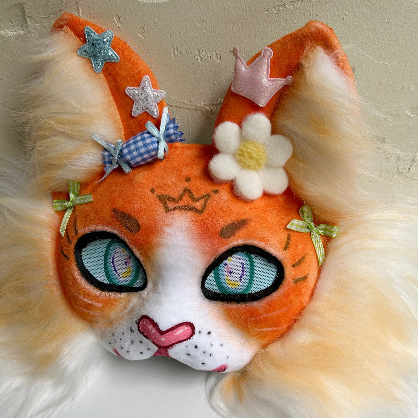 Orange cute Therian cat mask 01
