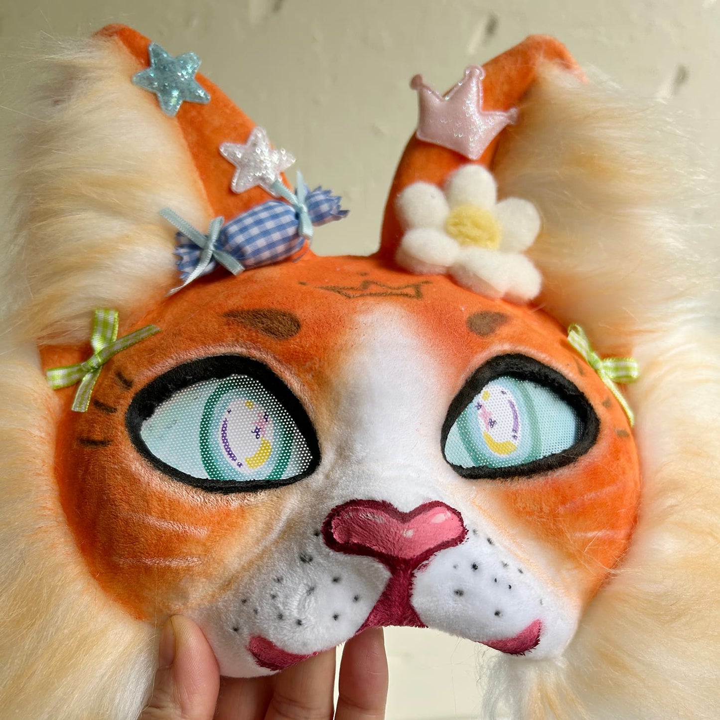 Orange cute Therian cat mask 01