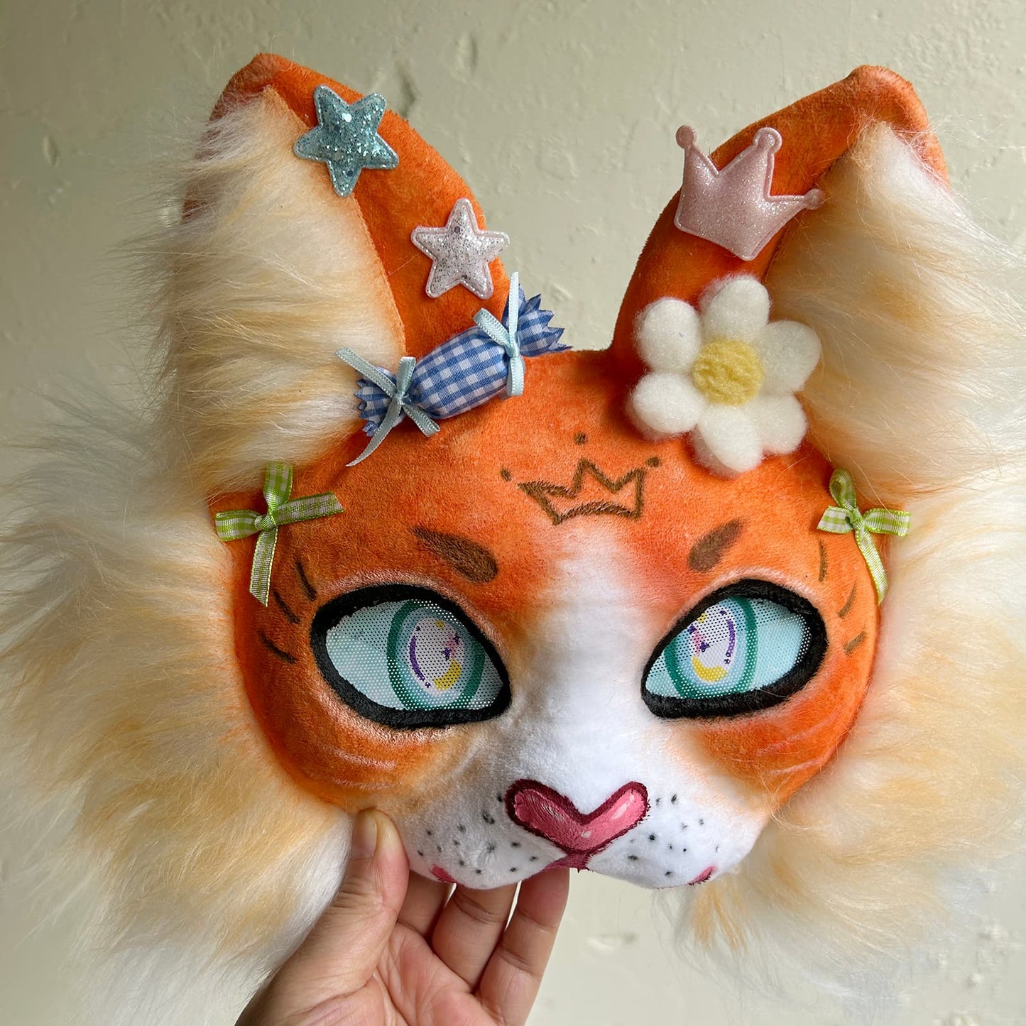 Orange cute Therian cat mask 01