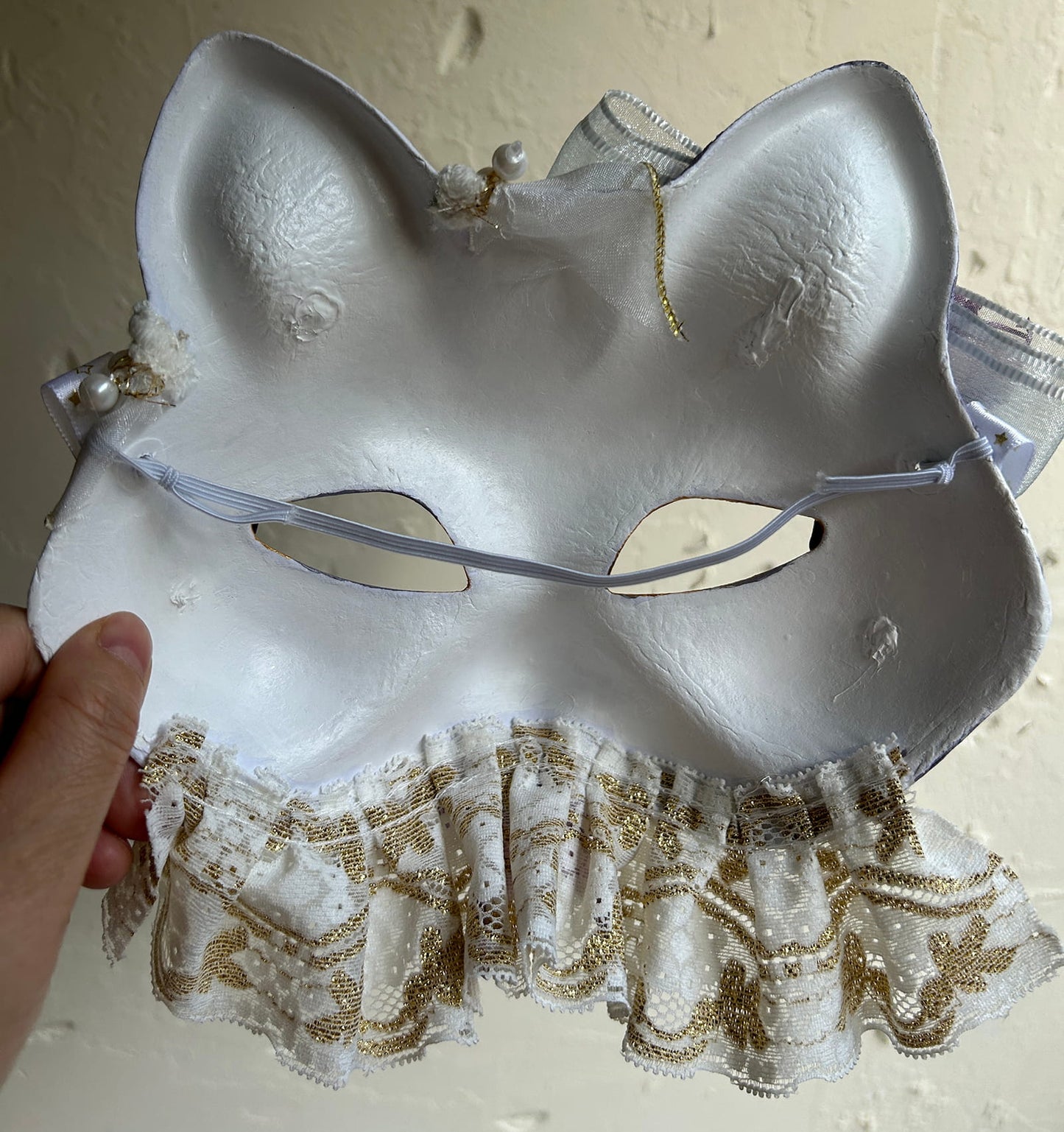 Original design handmade Checkered cat mask Masquerade  kabuki 01