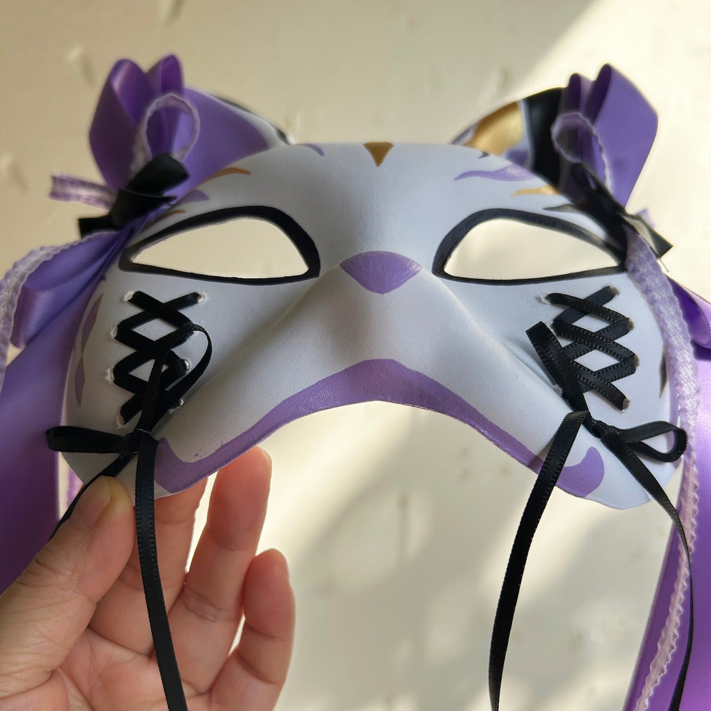 Original design handmade purple unique cat mask Masquerade  kabuki 01