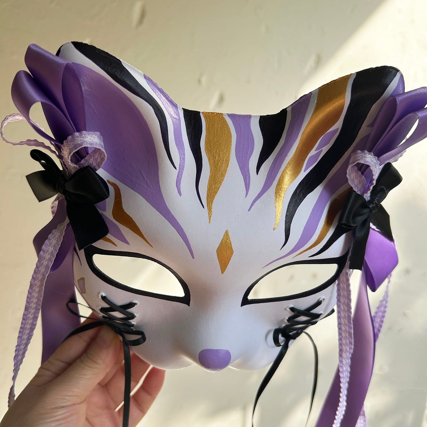 Original design handmade purple unique cat mask Masquerade  kabuki 01