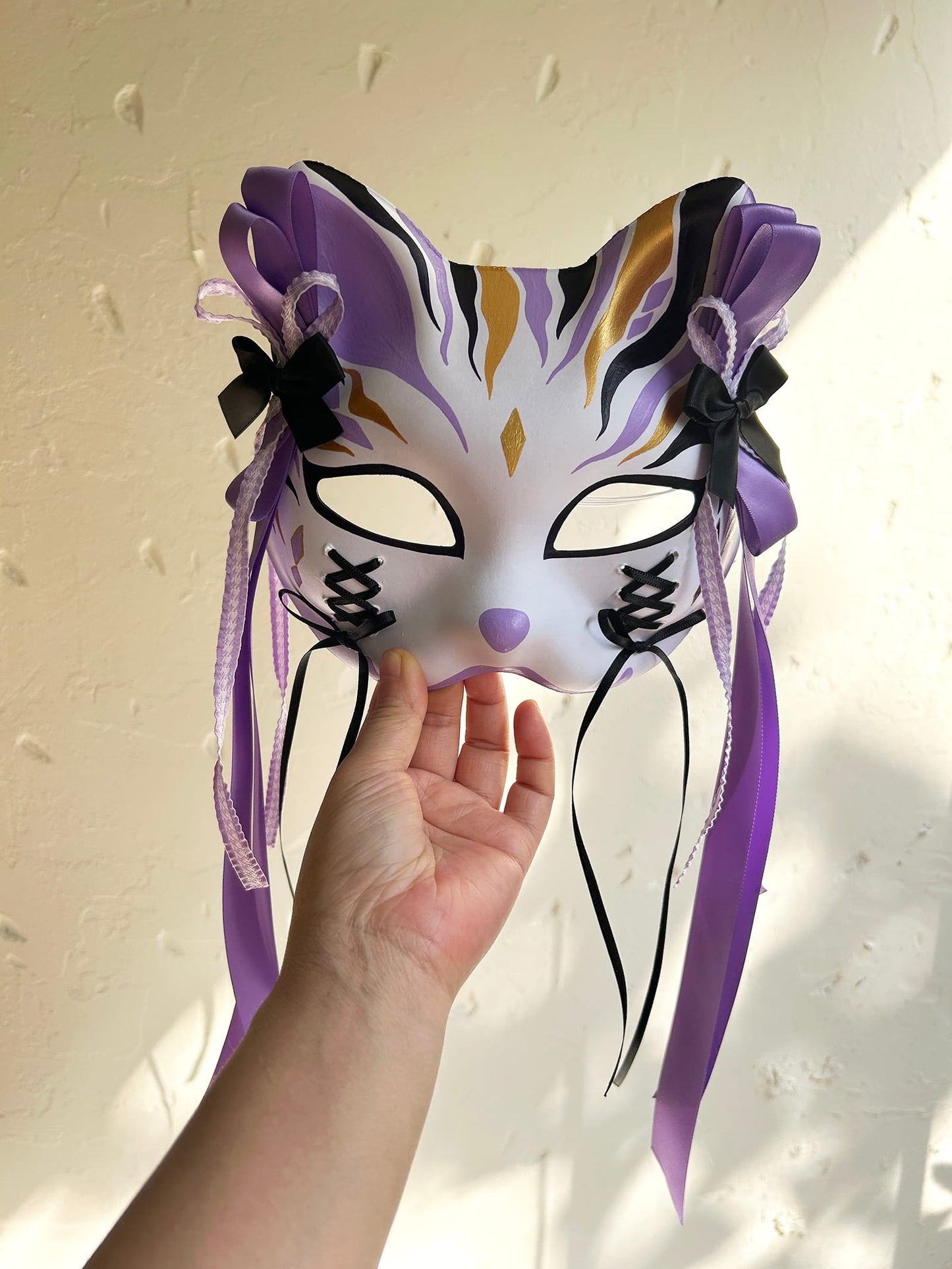 Original design handmade purple unique cat mask Masquerade  kabuki 01