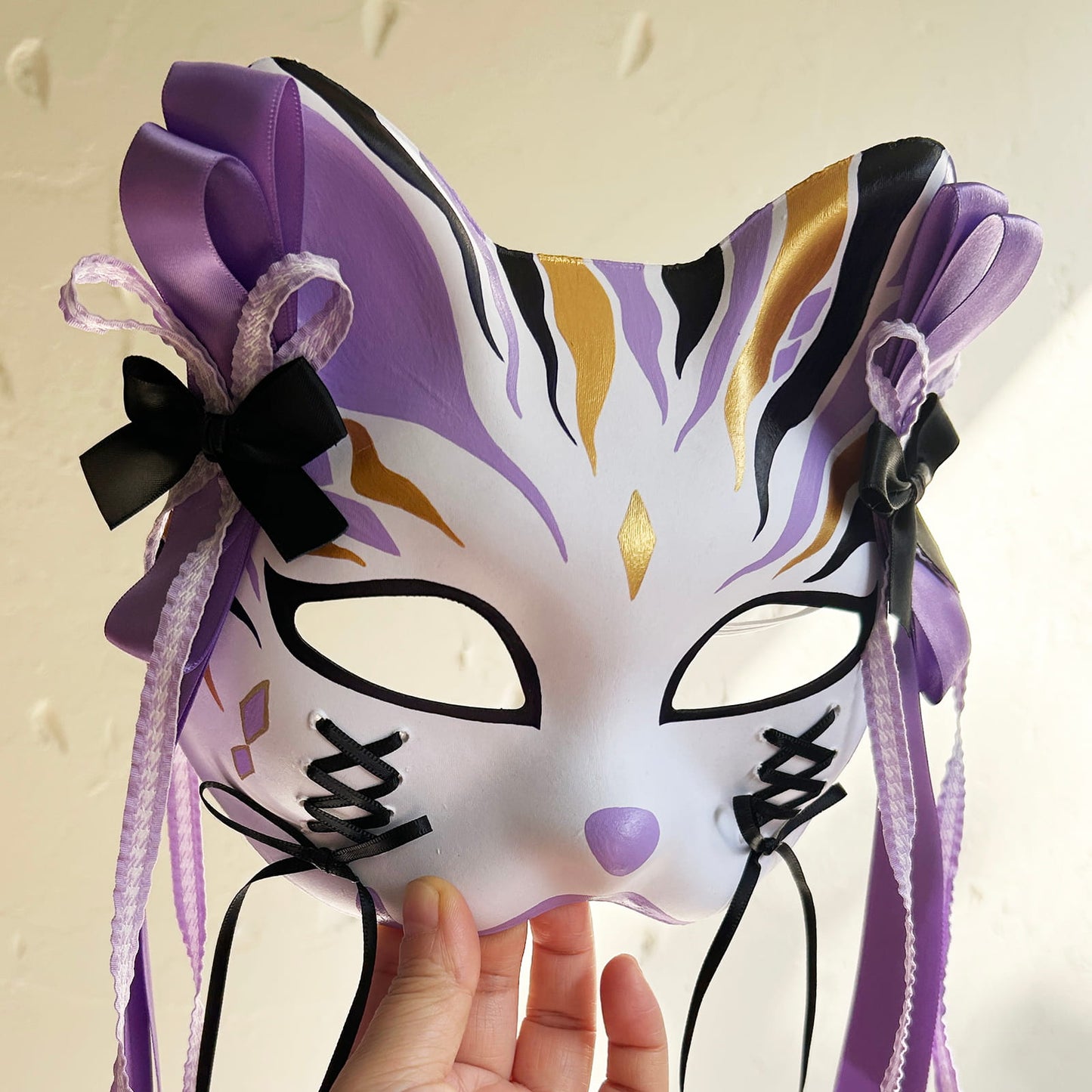 Original design handmade purple unique cat mask Masquerade  kabuki 01