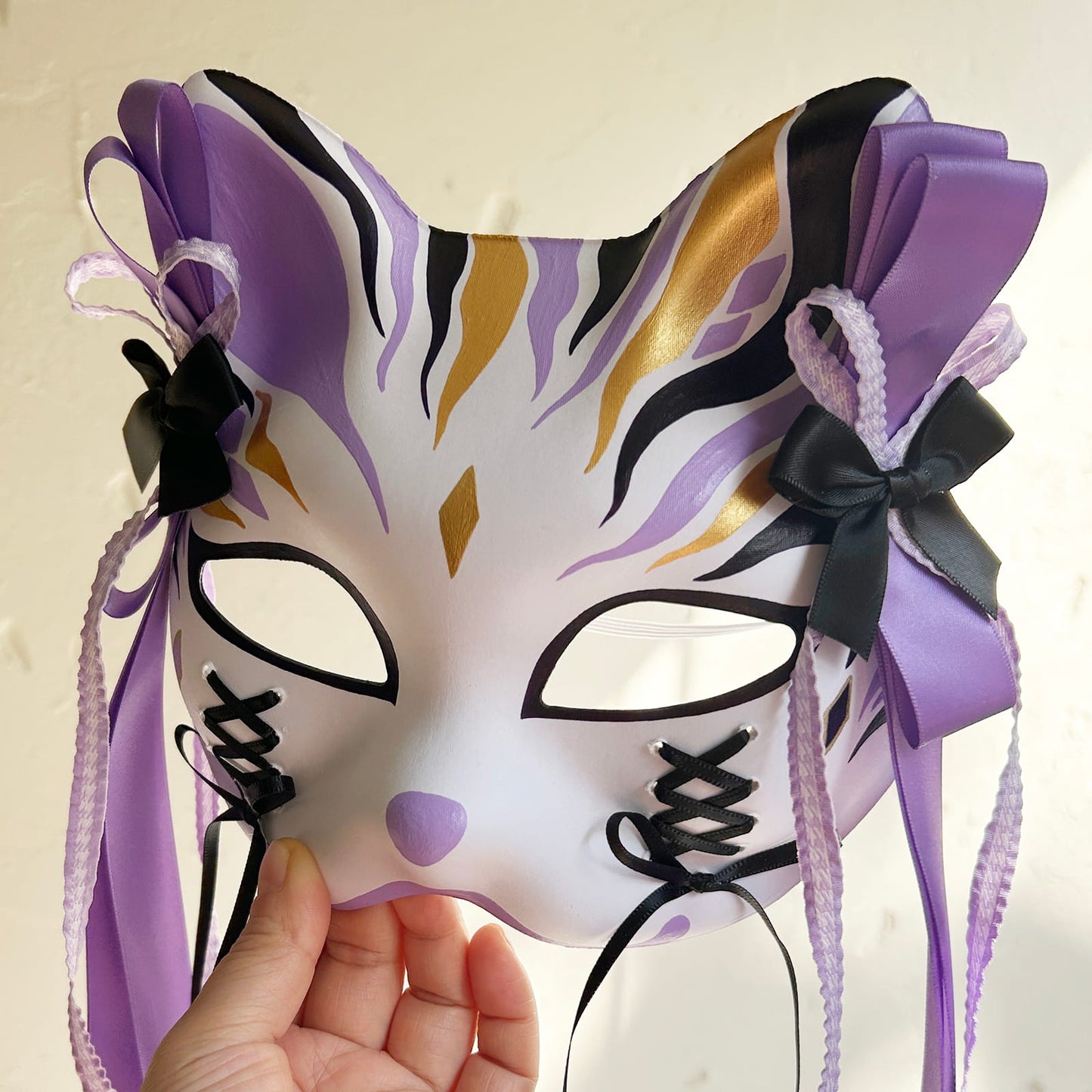 Original design handmade purple unique cat mask Masquerade  kabuki 01