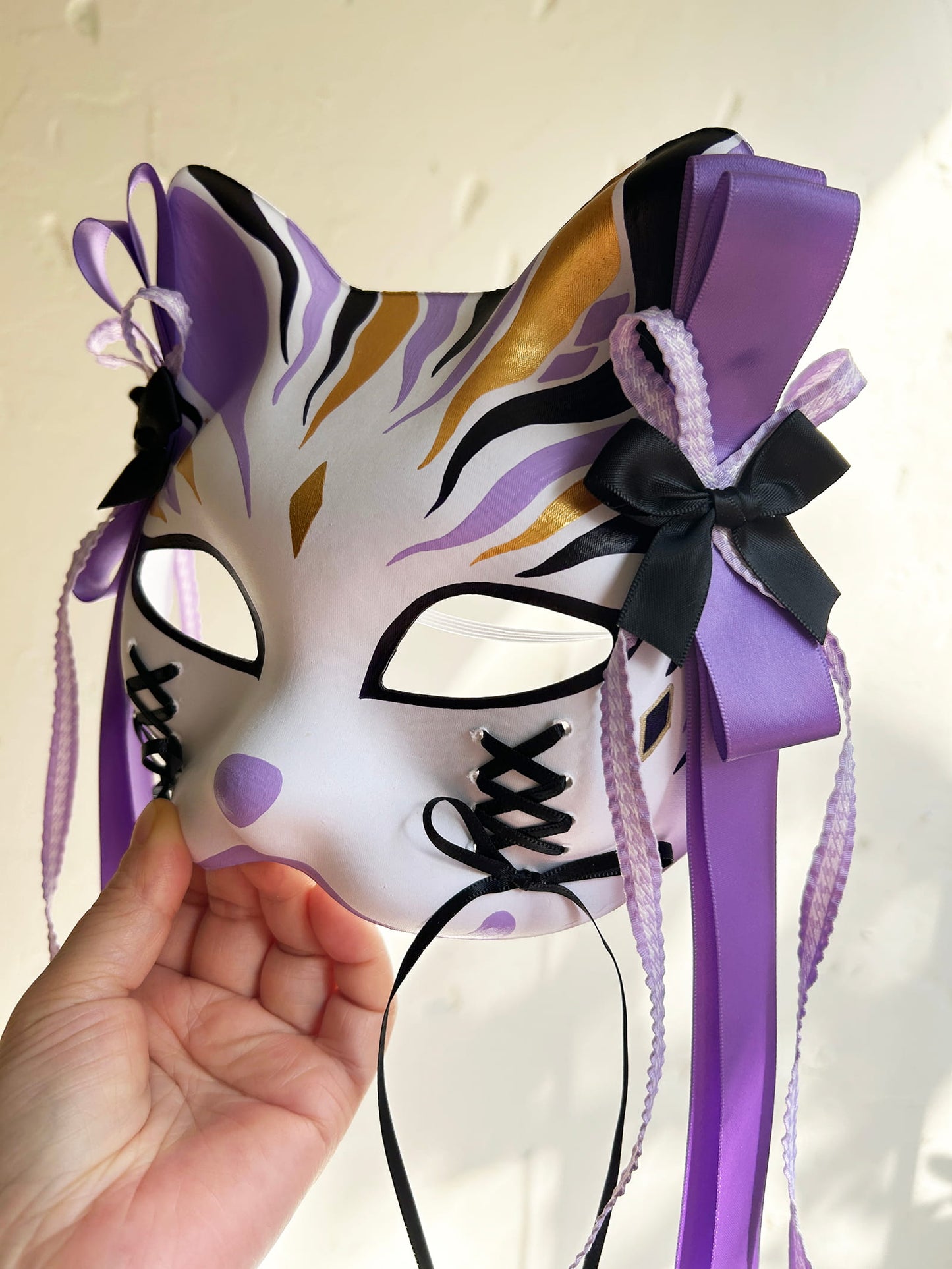 Original design handmade purple unique cat mask Masquerade  kabuki 01