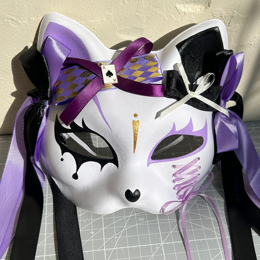 Original design handmade purple unique cat mask Masquerade  kabuki 02