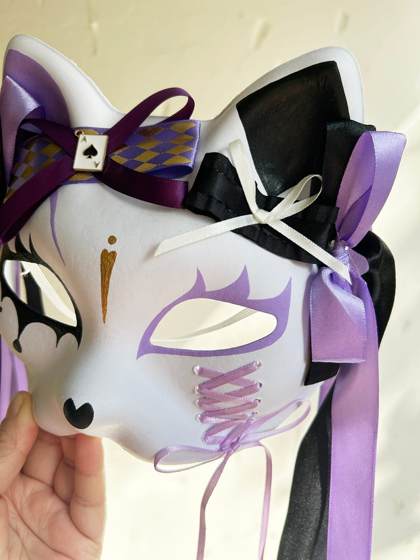 Original design handmade purple unique cat mask Masquerade  kabuki 02
