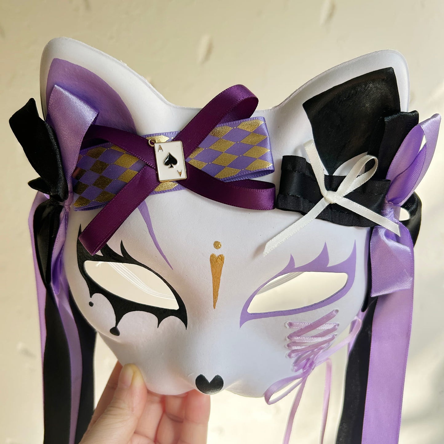 Original design handmade purple unique cat mask Masquerade  kabuki 02