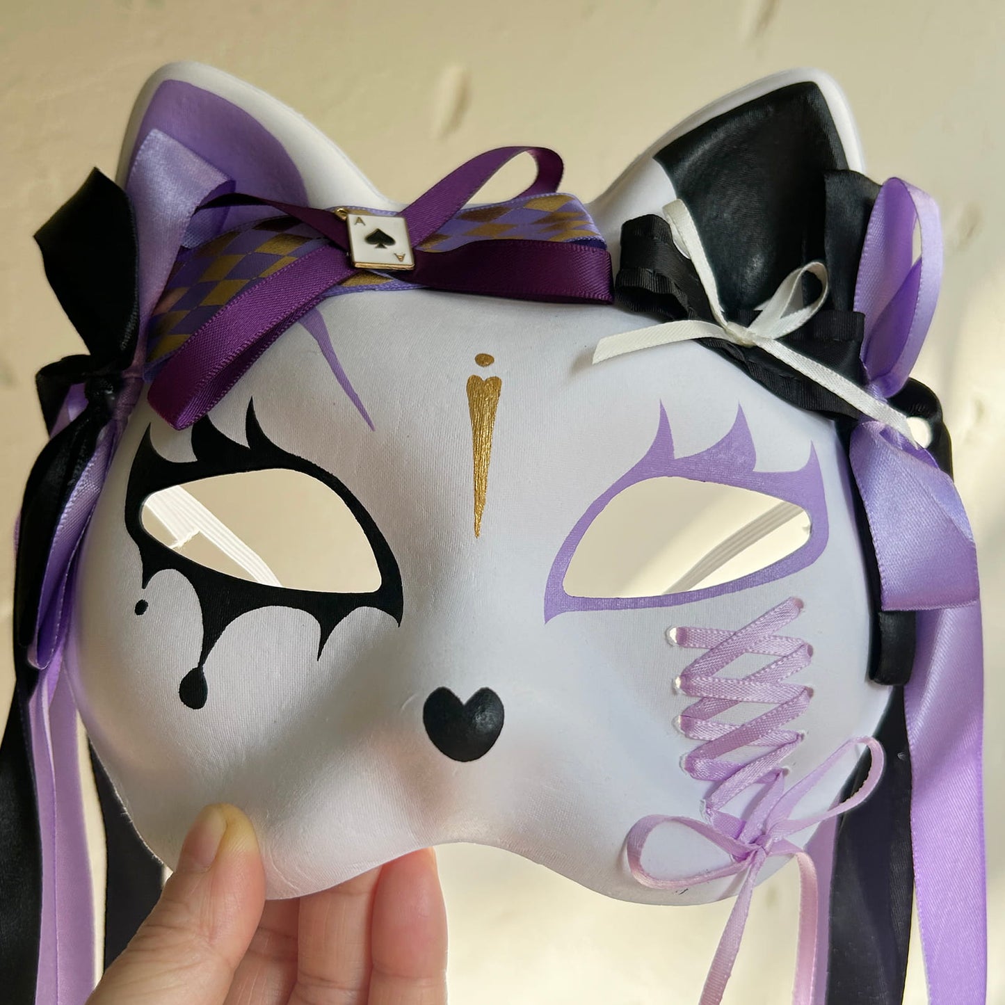 Original design handmade purple unique cat mask Masquerade  kabuki 02