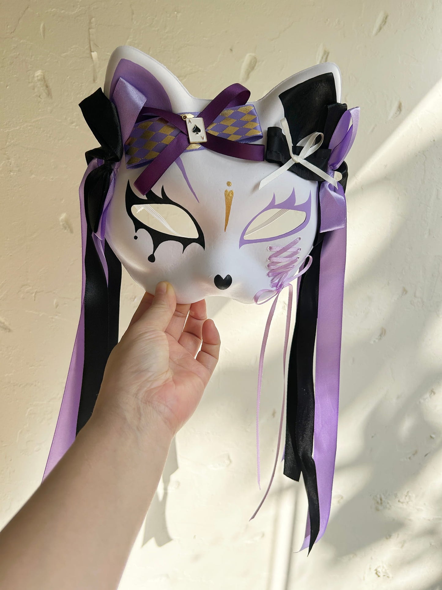 Original design handmade purple unique cat mask Masquerade  kabuki 02