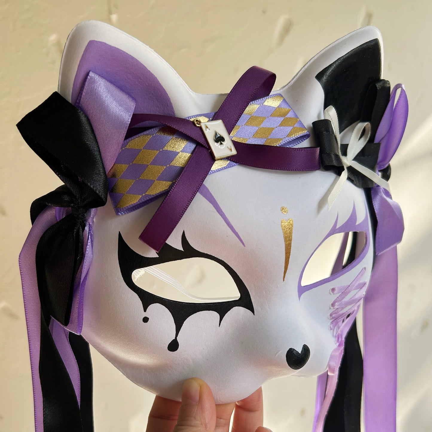 Original design handmade purple unique cat mask Masquerade  kabuki 02