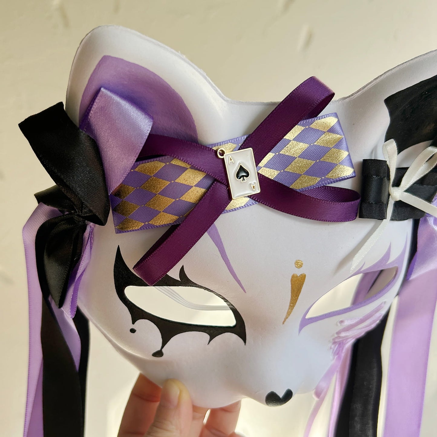 Original design handmade purple unique cat mask Masquerade  kabuki 02