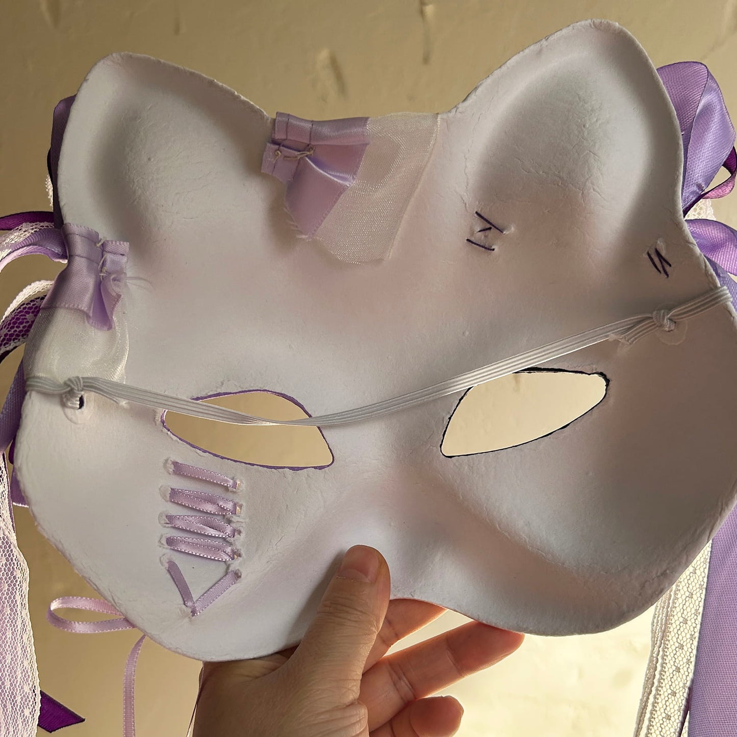 Original design handmade purple unique cat mask Masquerade  kabuki 03