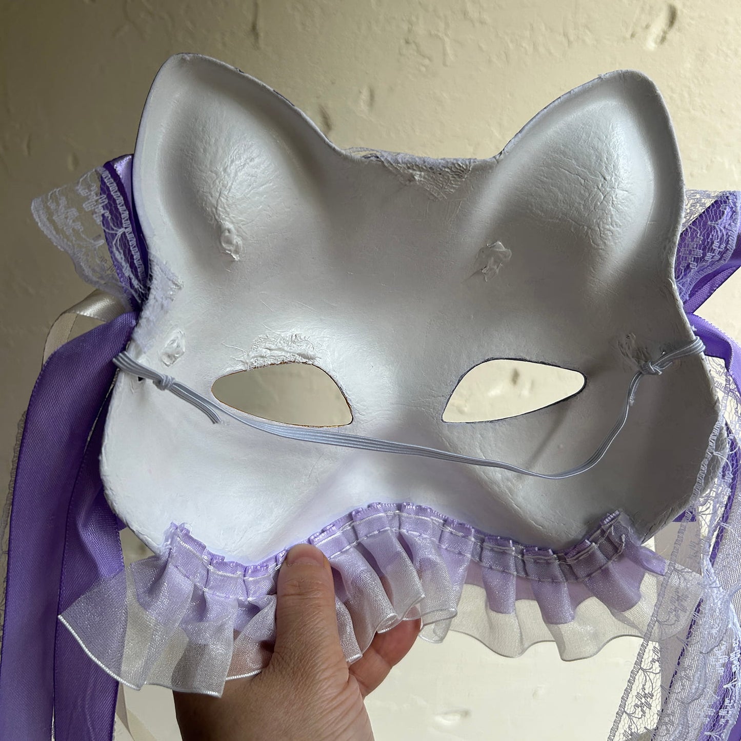 Original design handmade purple unique cat mask Masquerade  kabuki 04