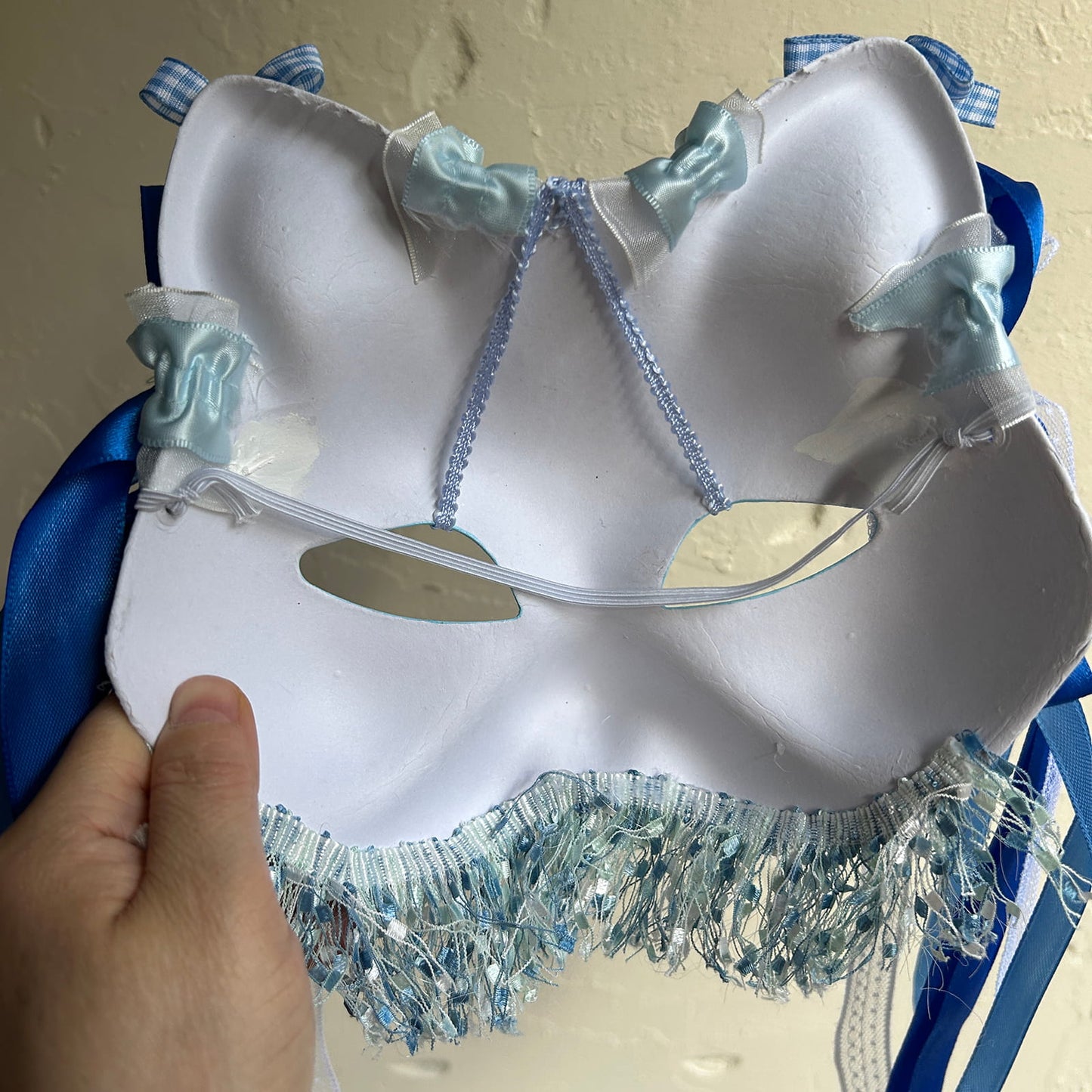 Original handmade blue gorgeous cute cat mask Masquerade  kabuki 01