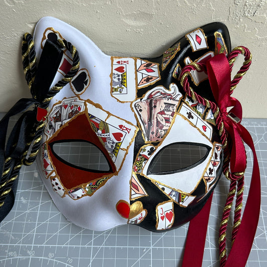 Original handmade cool poker cat mask, Masquerade Kabuki 01