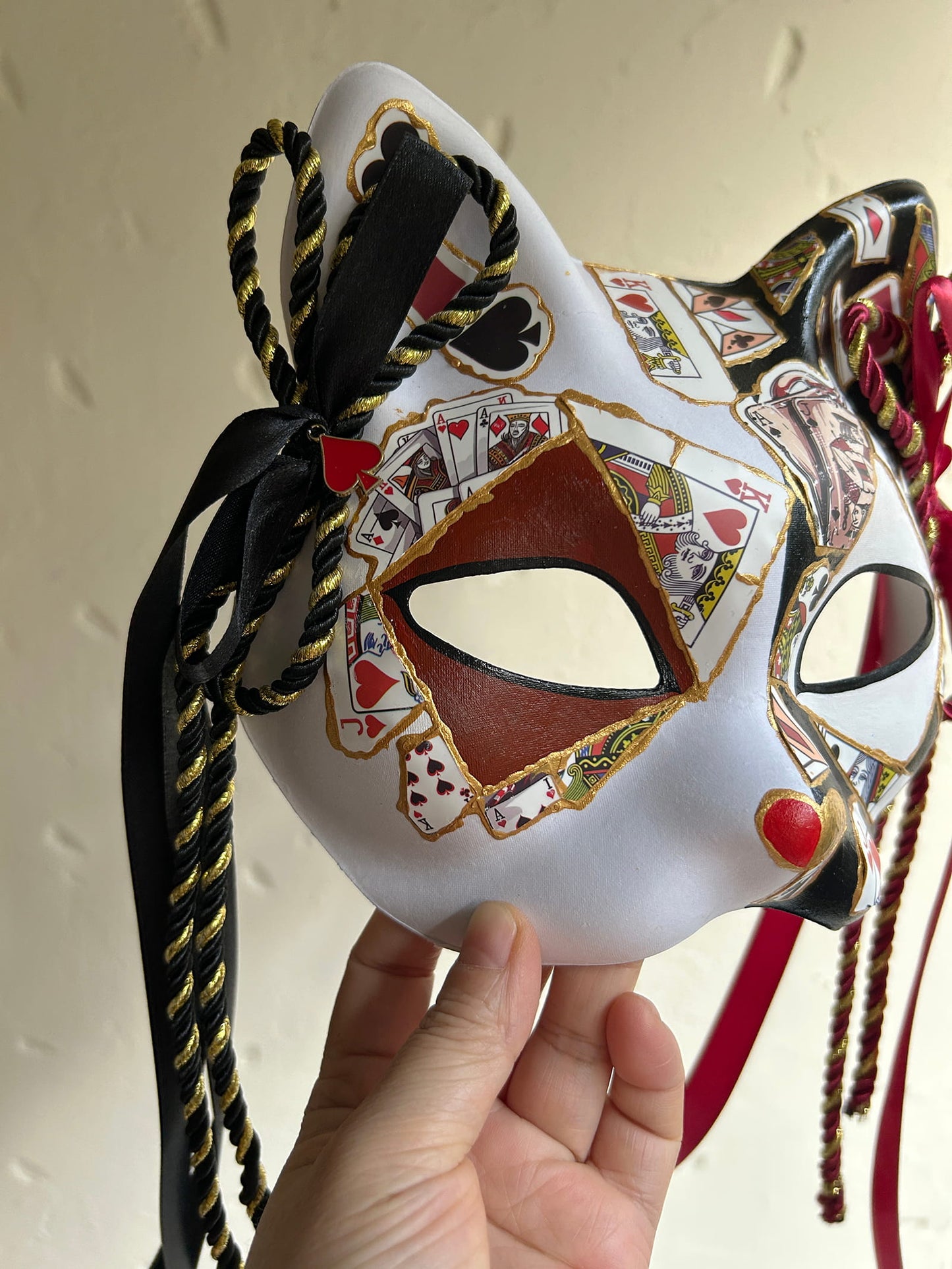 Original handmade cool poker cat mask, Masquerade Kabuki 01
