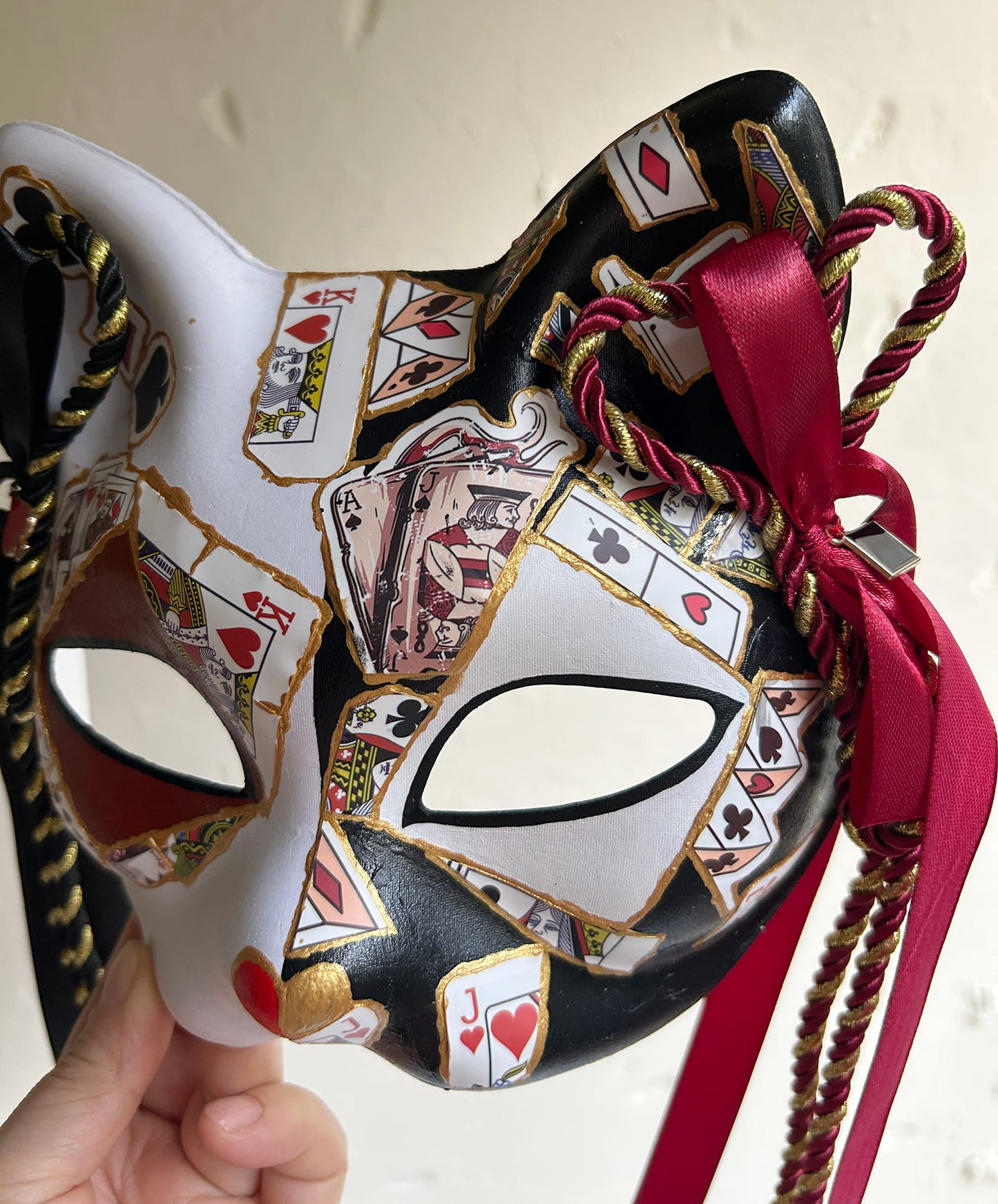 Original handmade cool poker cat mask, Masquerade Kabuki 01