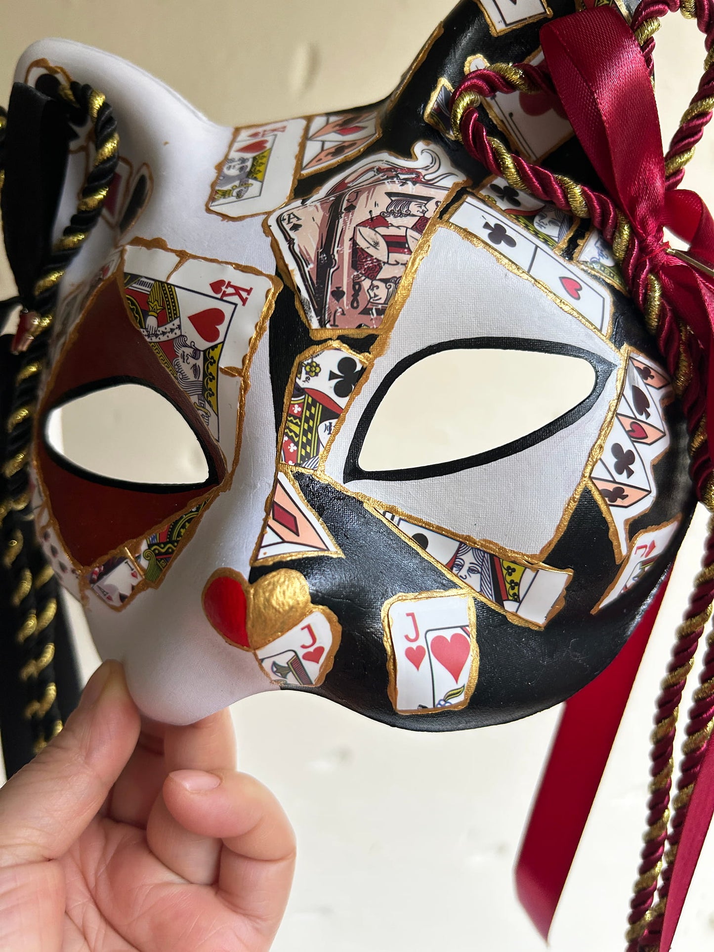 Original handmade cool poker cat mask, Masquerade Kabuki 01