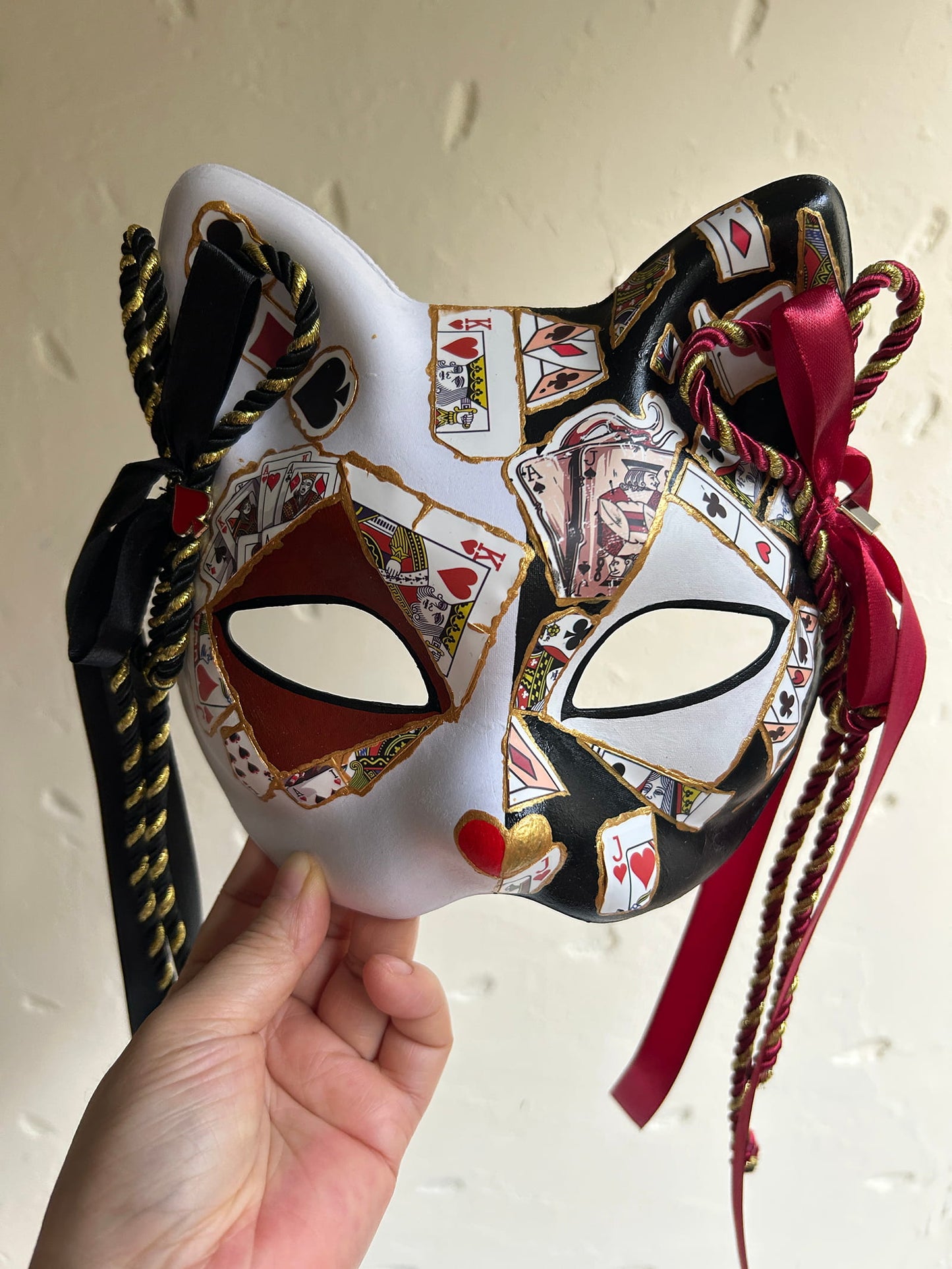 Original handmade cool poker cat mask, Masquerade Kabuki 01