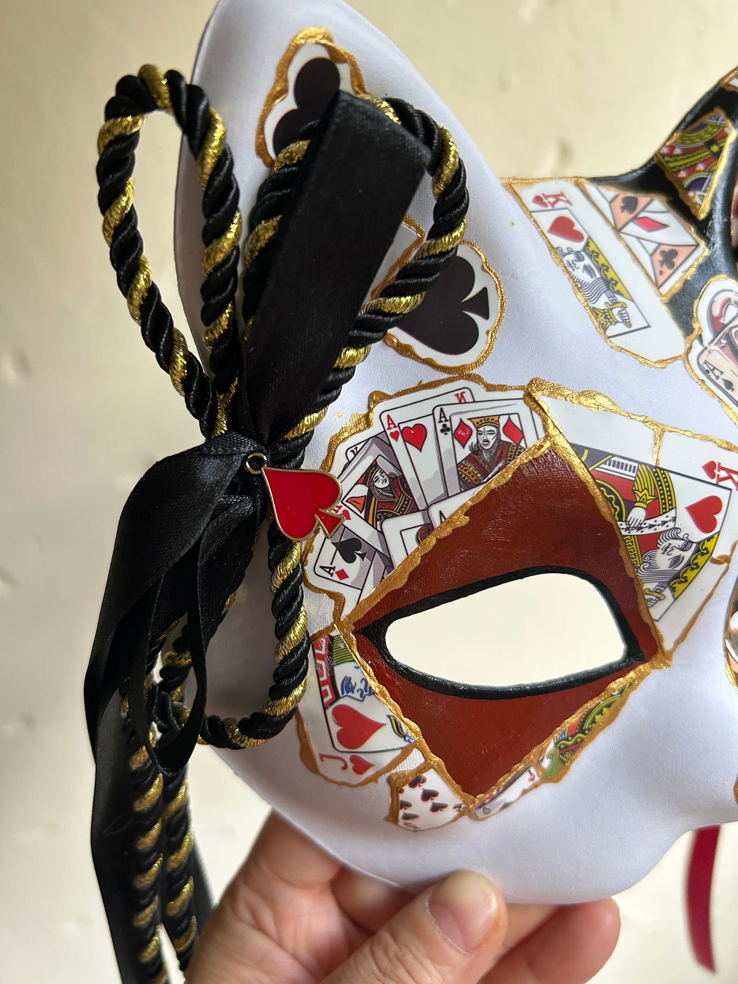 Original handmade cool poker cat mask, Masquerade Kabuki 01