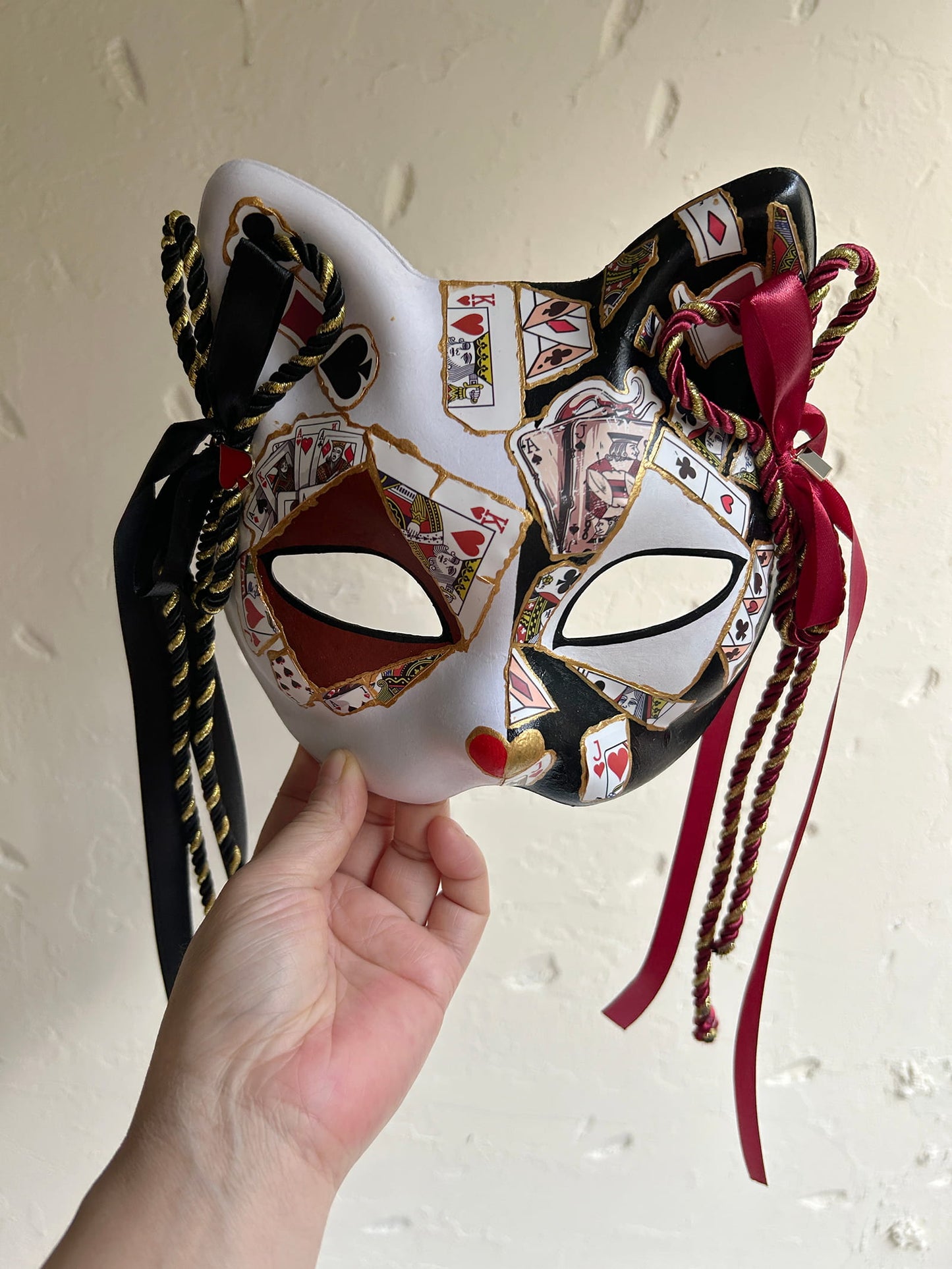 Original handmade cool poker cat mask, Masquerade Kabuki 01