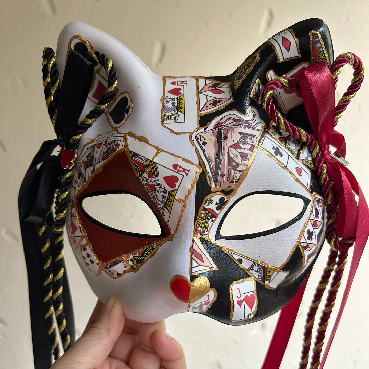Original handmade cool poker cat mask, Masquerade Kabuki 01