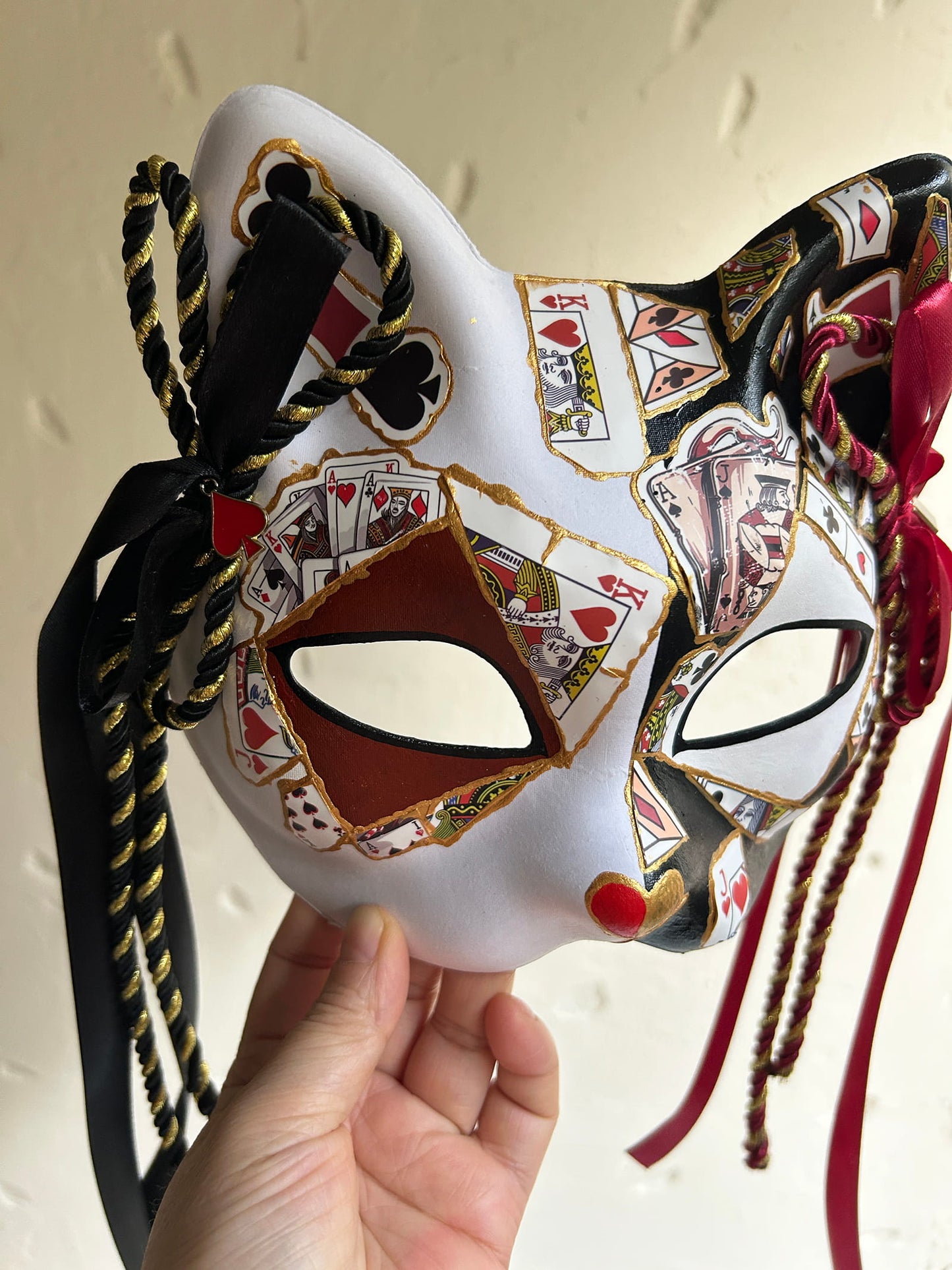 Original handmade cool poker cat mask, Masquerade Kabuki 01