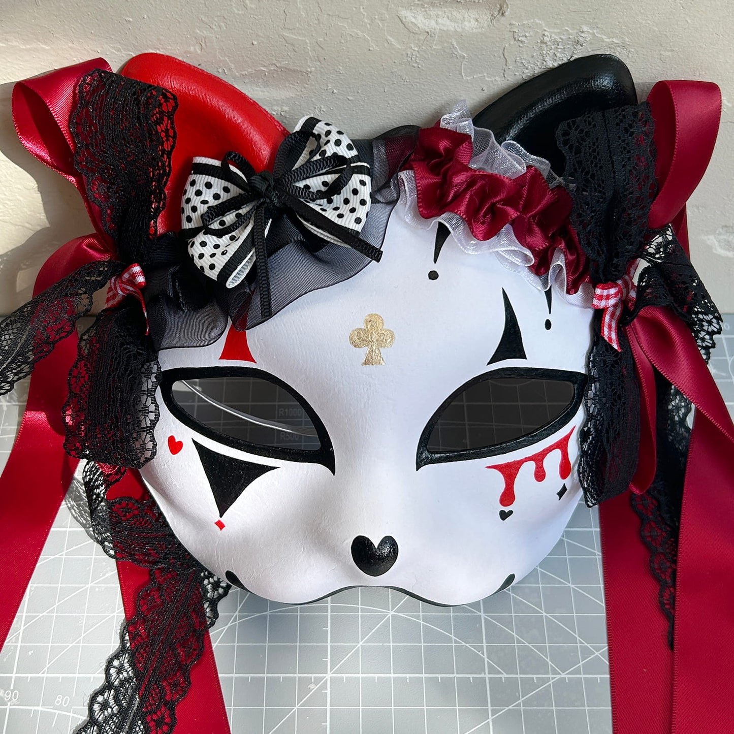Original handmade cute and cool cat mask, Masquerade Kabuki 01