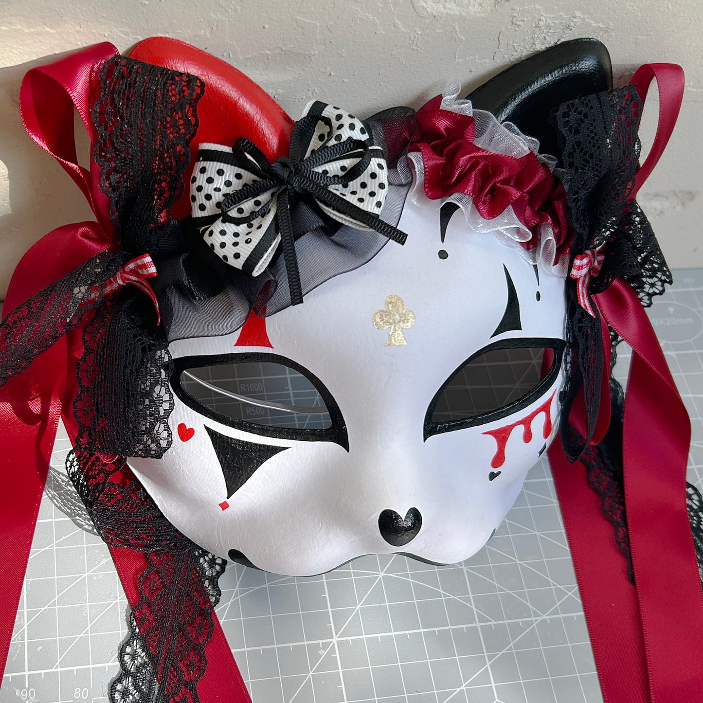 Original handmade cute and cool cat mask, Masquerade Kabuki 01