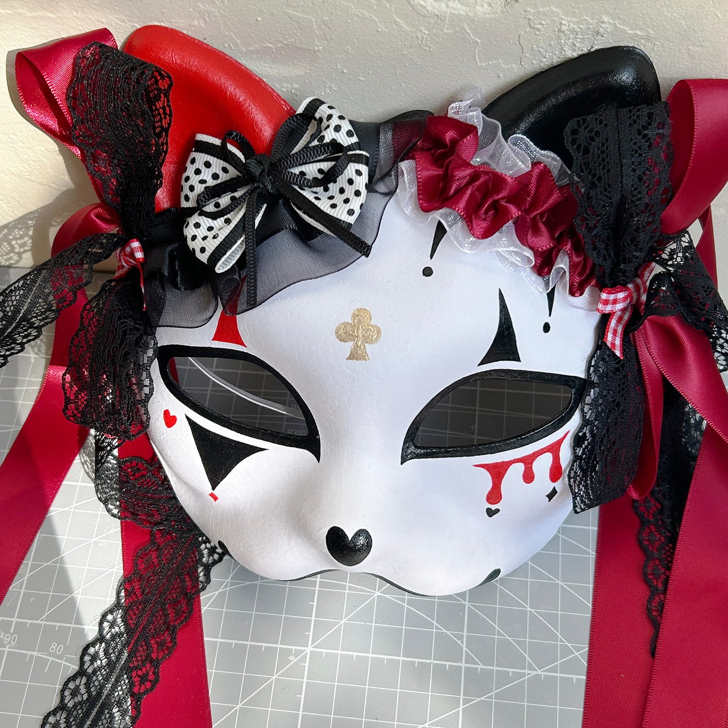 Original handmade cute and cool cat mask, Masquerade Kabuki 01