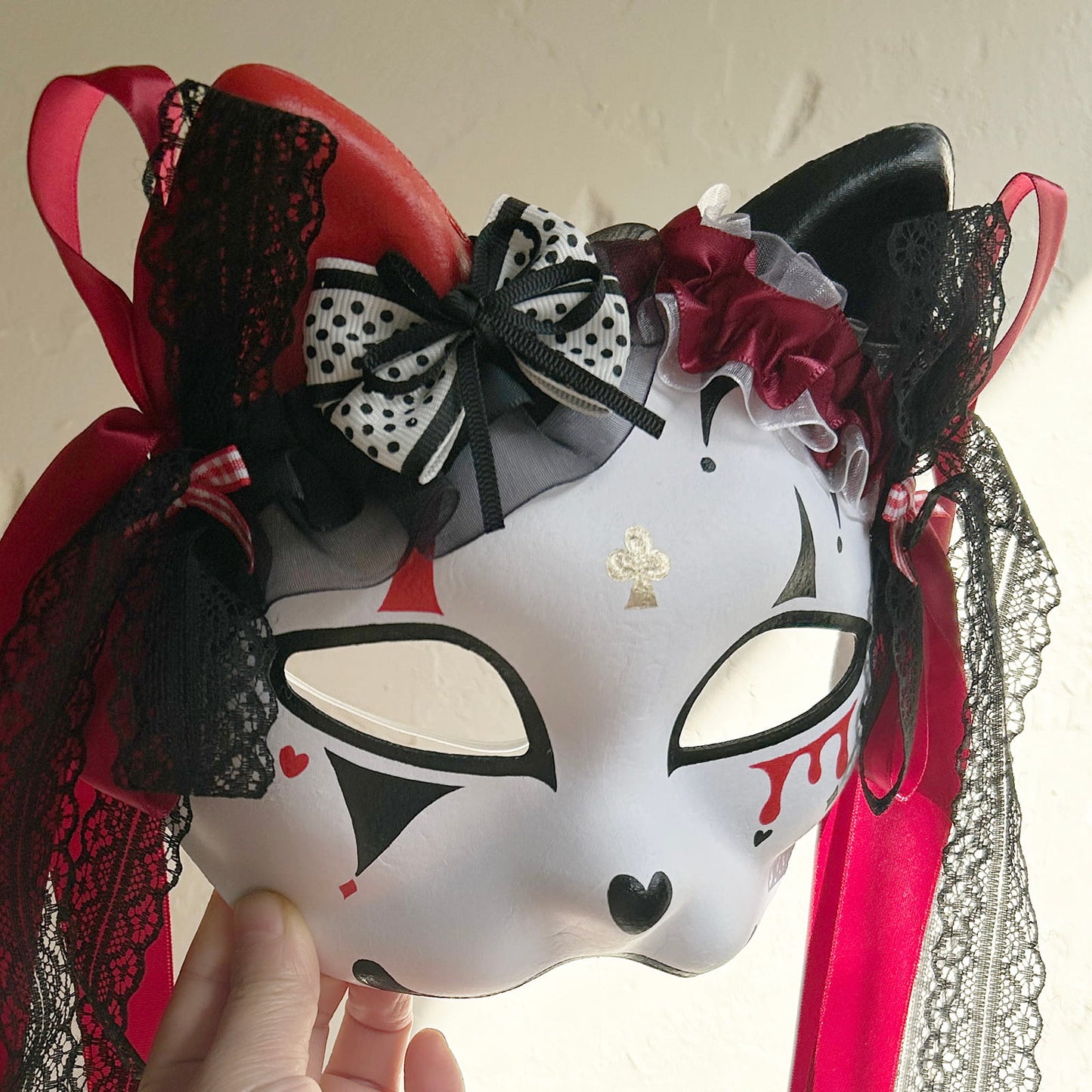 Original handmade cute and cool cat mask, Masquerade Kabuki 01