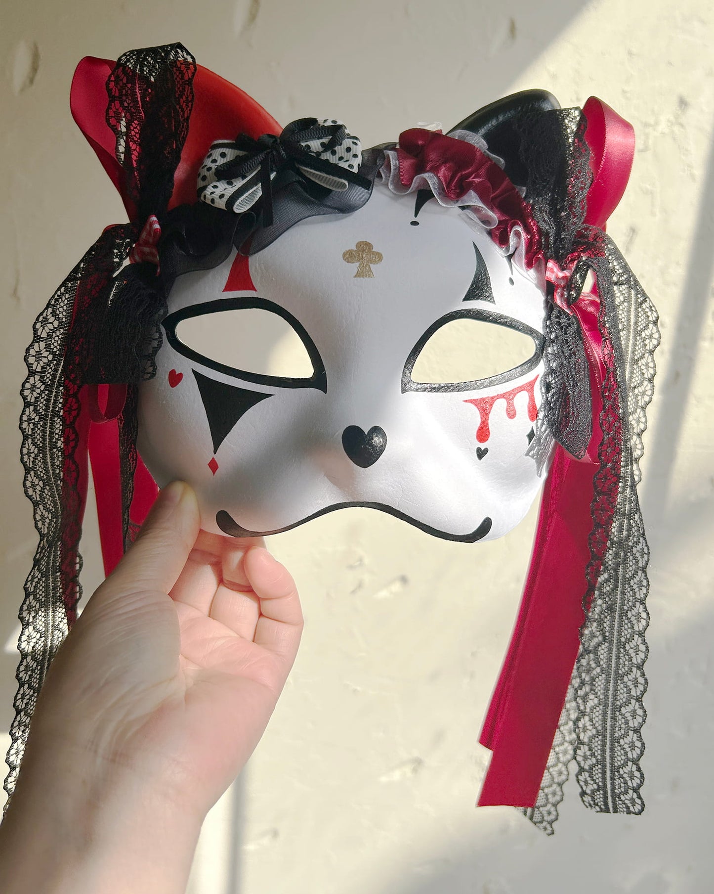 Original handmade cute and cool cat mask, Masquerade Kabuki 01