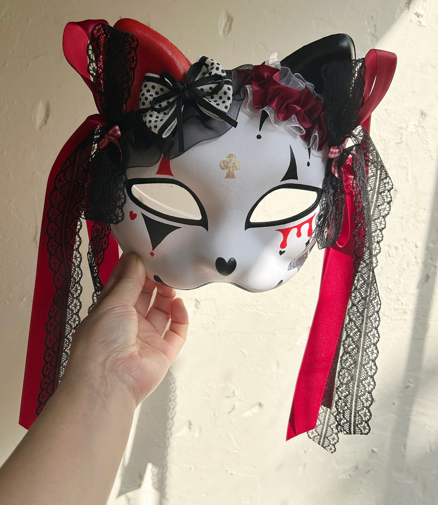 Original handmade cute and cool cat mask, Masquerade Kabuki 01