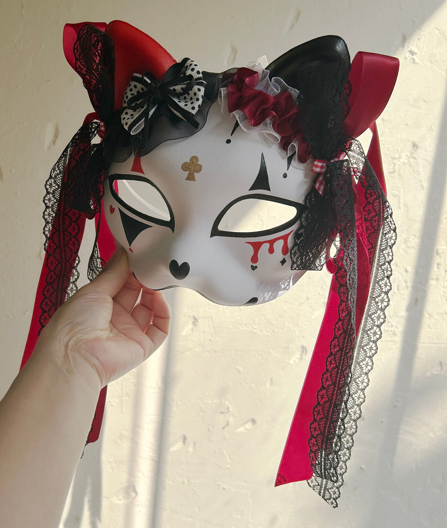 Original handmade cute and cool cat mask, Masquerade Kabuki 01