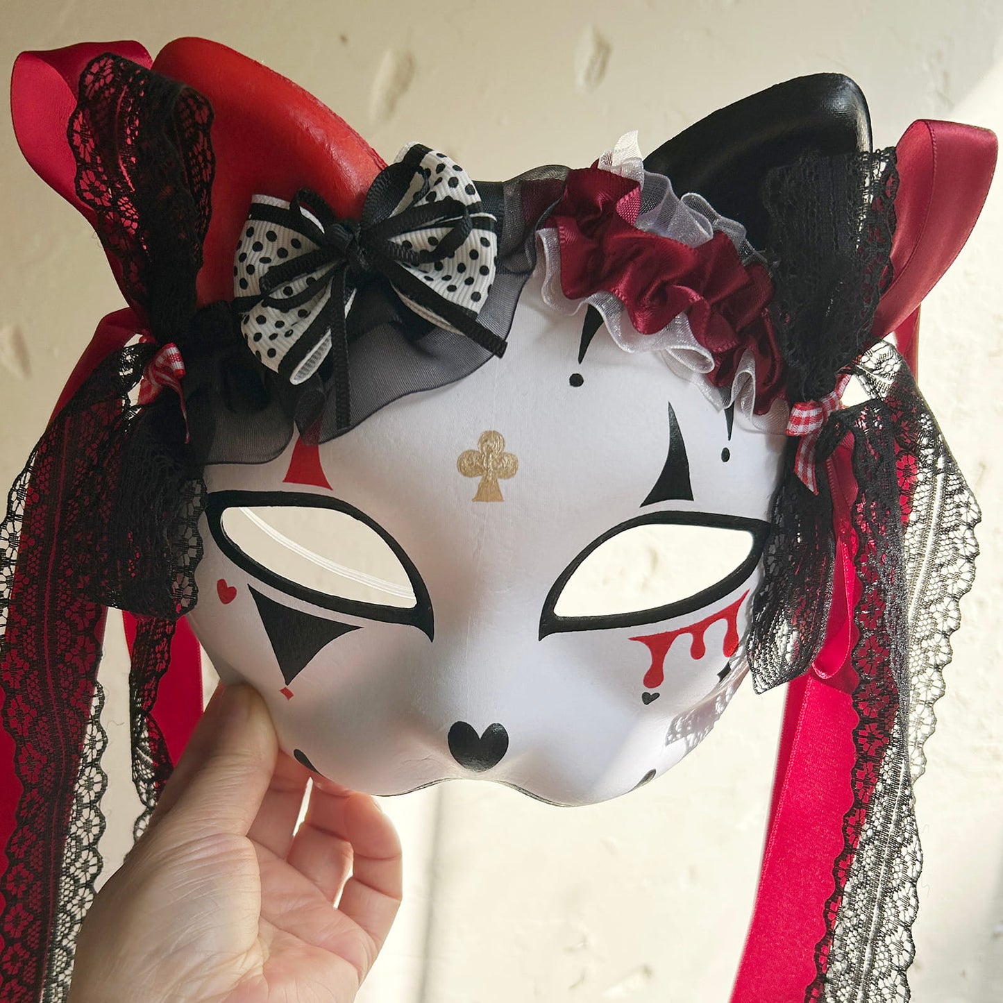 Original handmade cute and cool cat mask, Masquerade Kabuki 01
