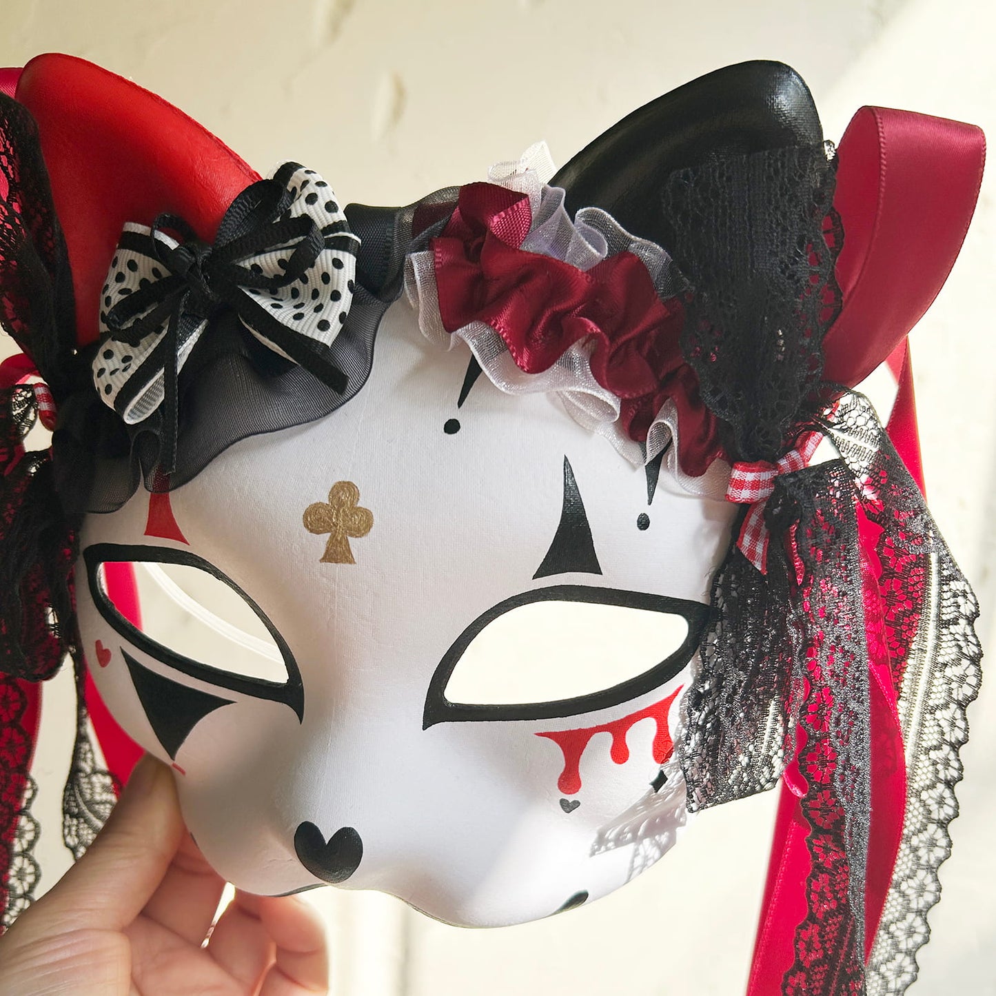 Original handmade cute and cool cat mask, Masquerade Kabuki 01