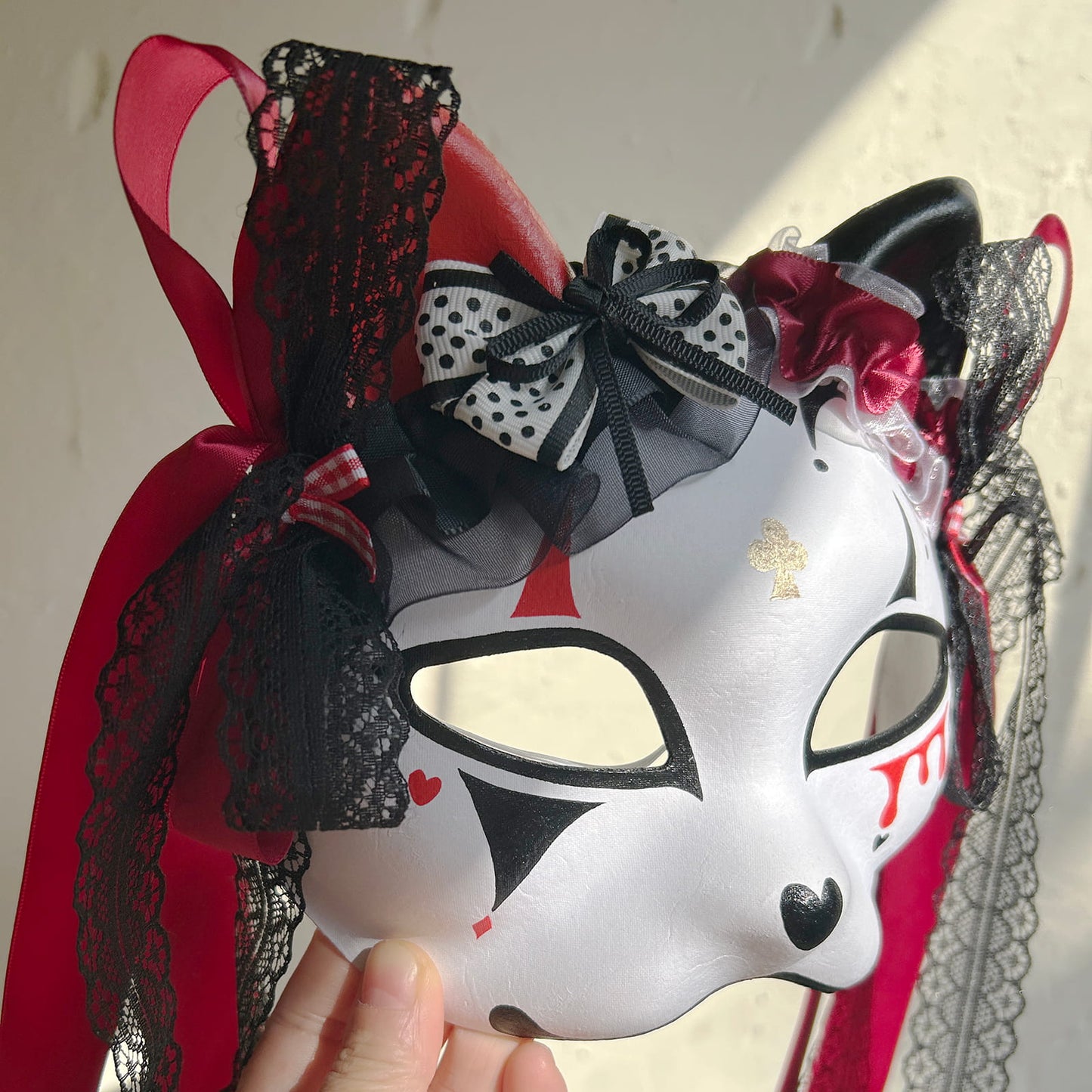 Original handmade cute and cool cat mask, Masquerade Kabuki 01