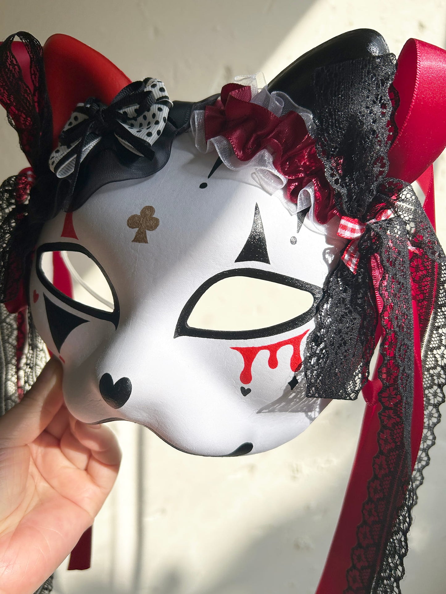 Original handmade cute and cool cat mask, Masquerade Kabuki 01