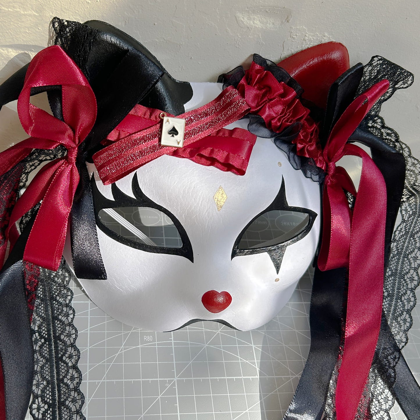 Original handmade cute and cool cat mask, Masquerade Kabuki 02