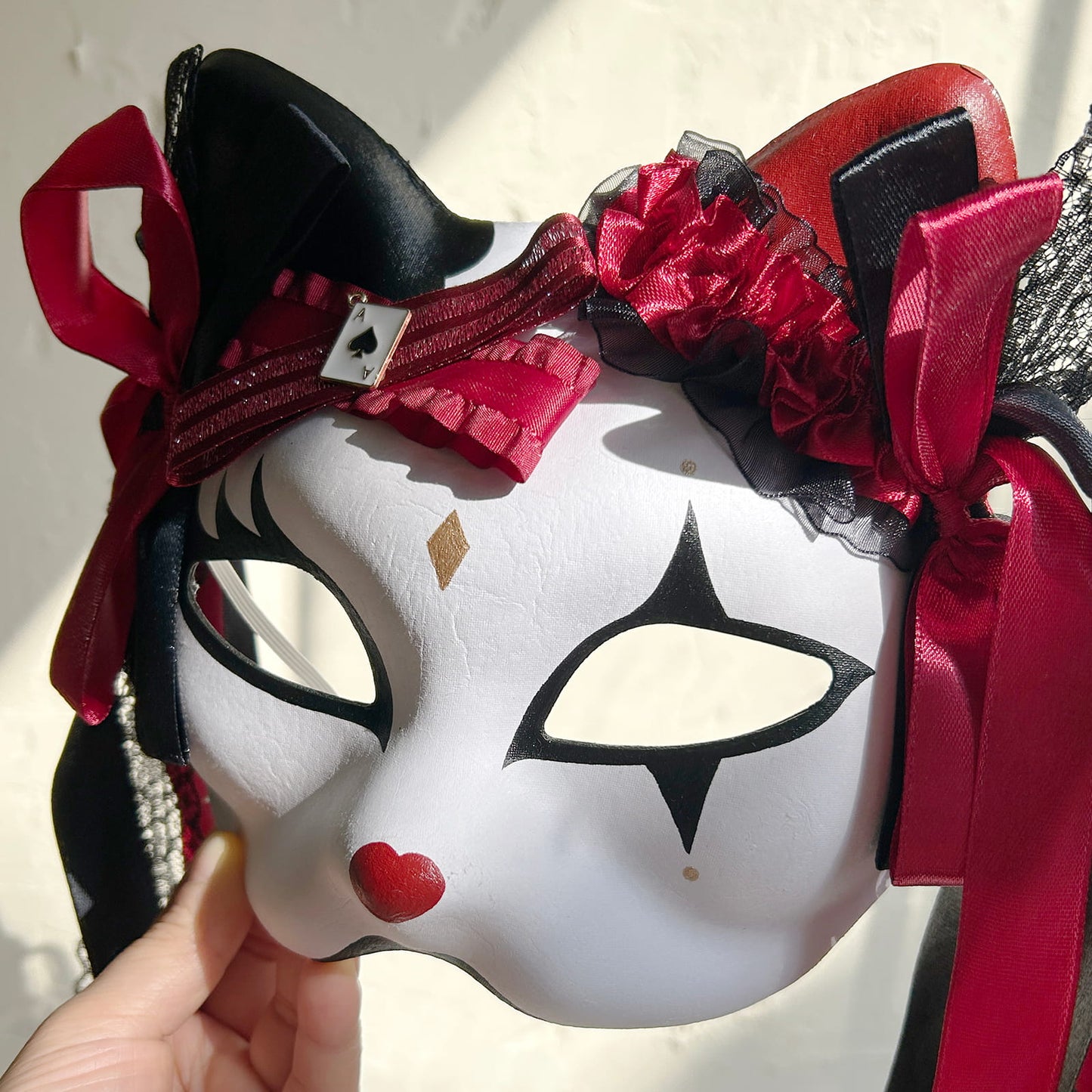 Original handmade cute and cool cat mask, Masquerade Kabuki 02