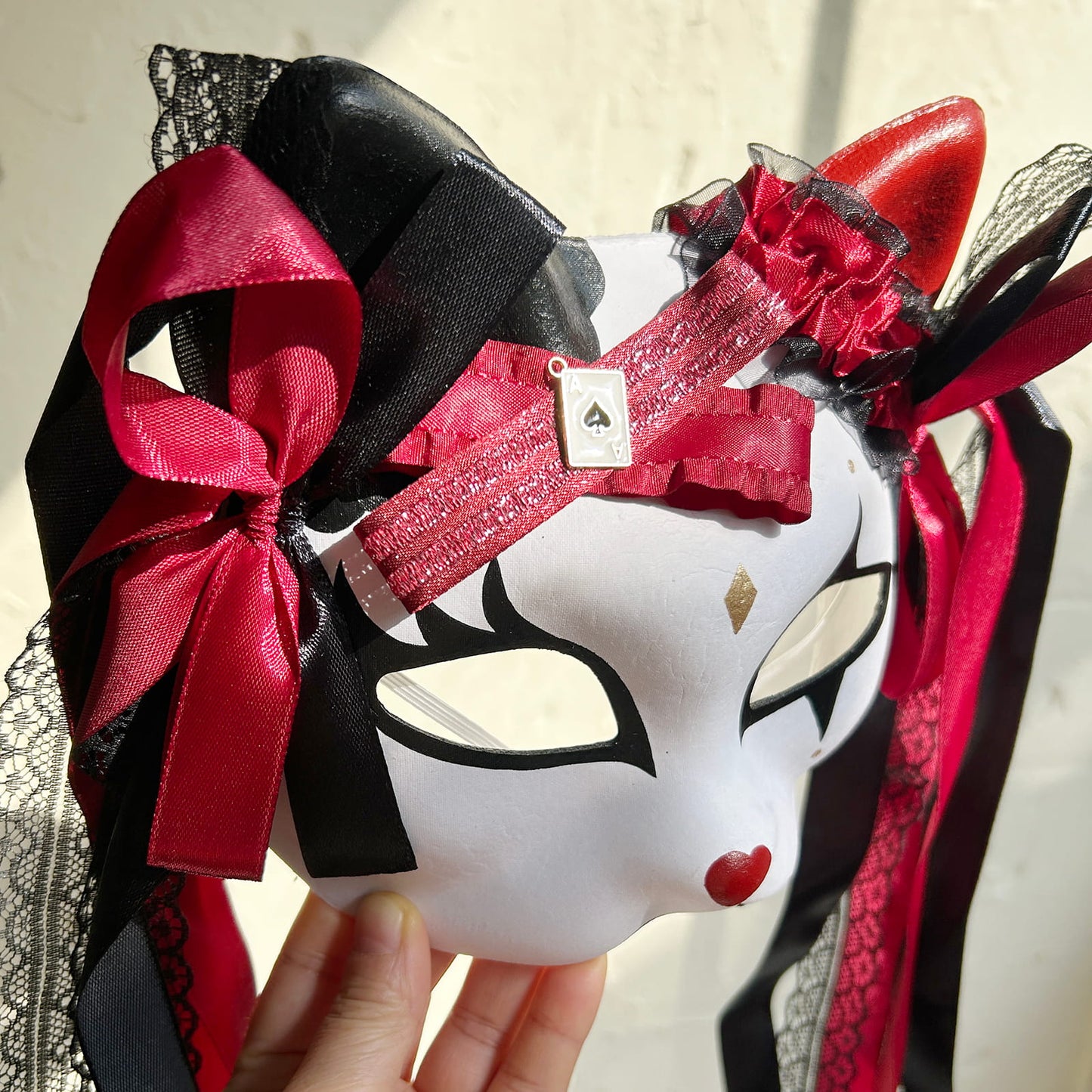 Original handmade cute and cool cat mask, Masquerade Kabuki 02
