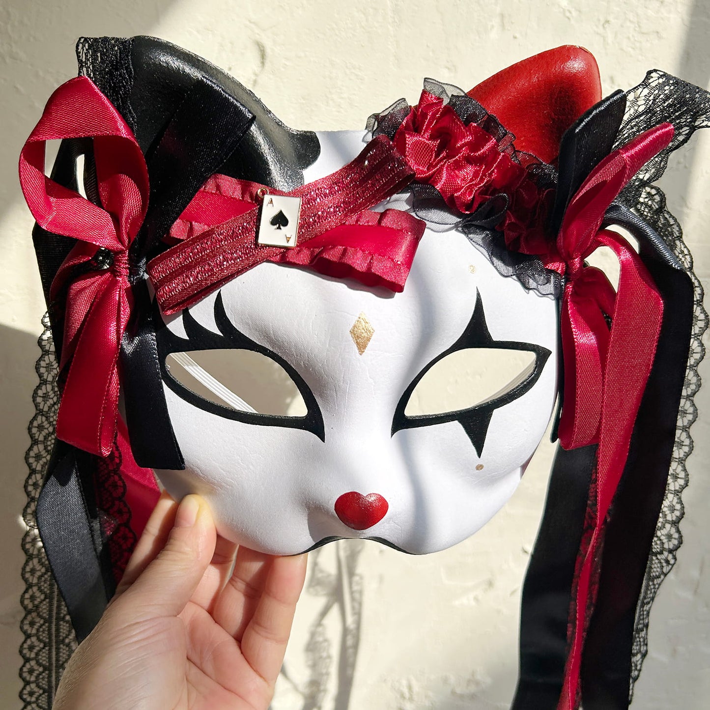 Original handmade cute and cool cat mask, Masquerade Kabuki 02